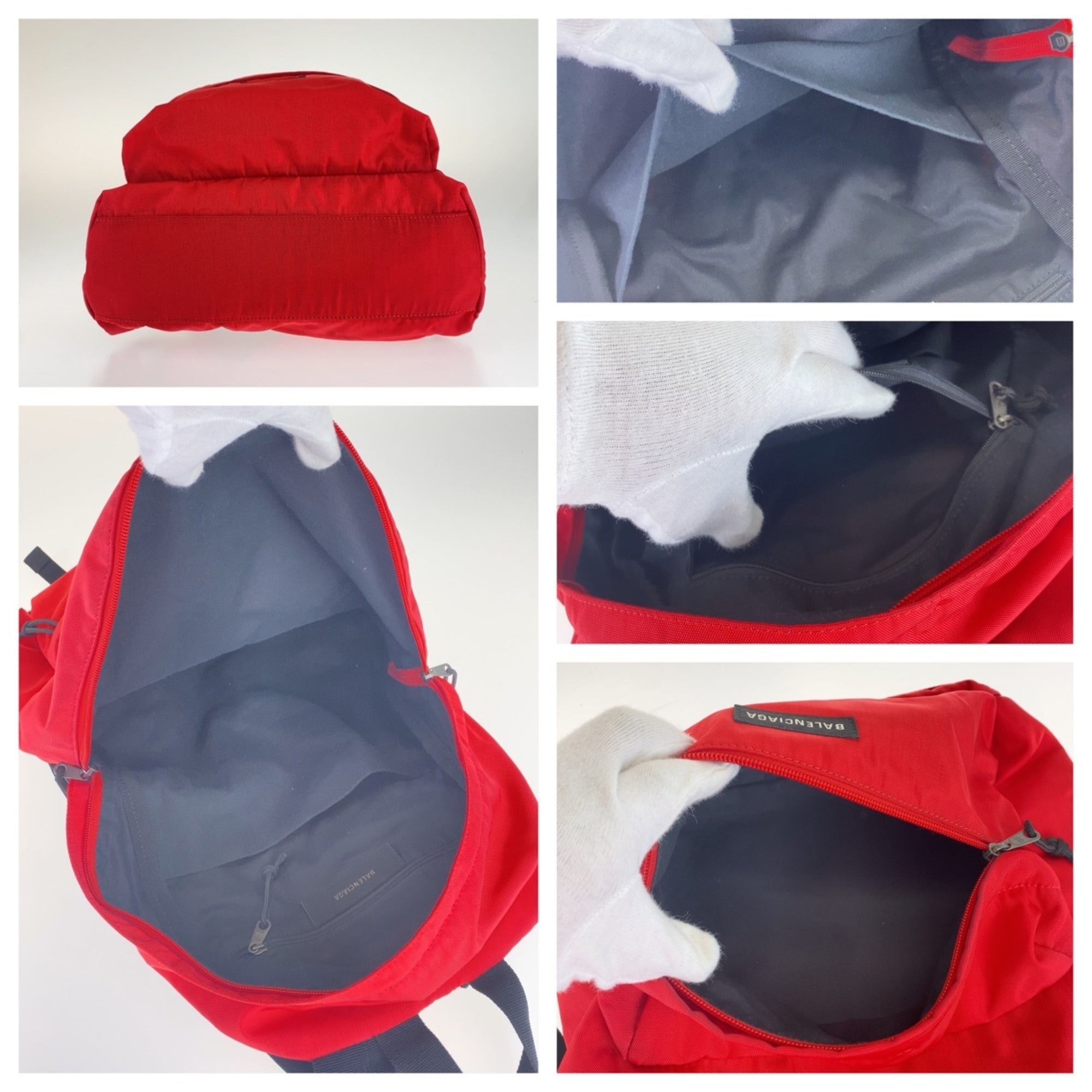 Balenciaga Black Red Color Nylon Backpack (Pre-Owned)