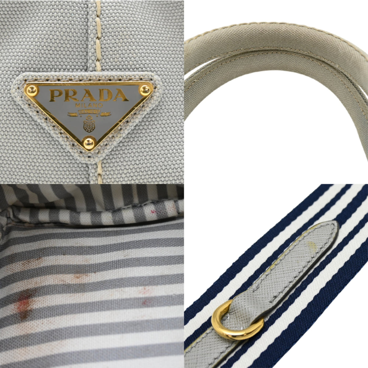 Prada Light Gray Denim Handbag (Pre-Owned)