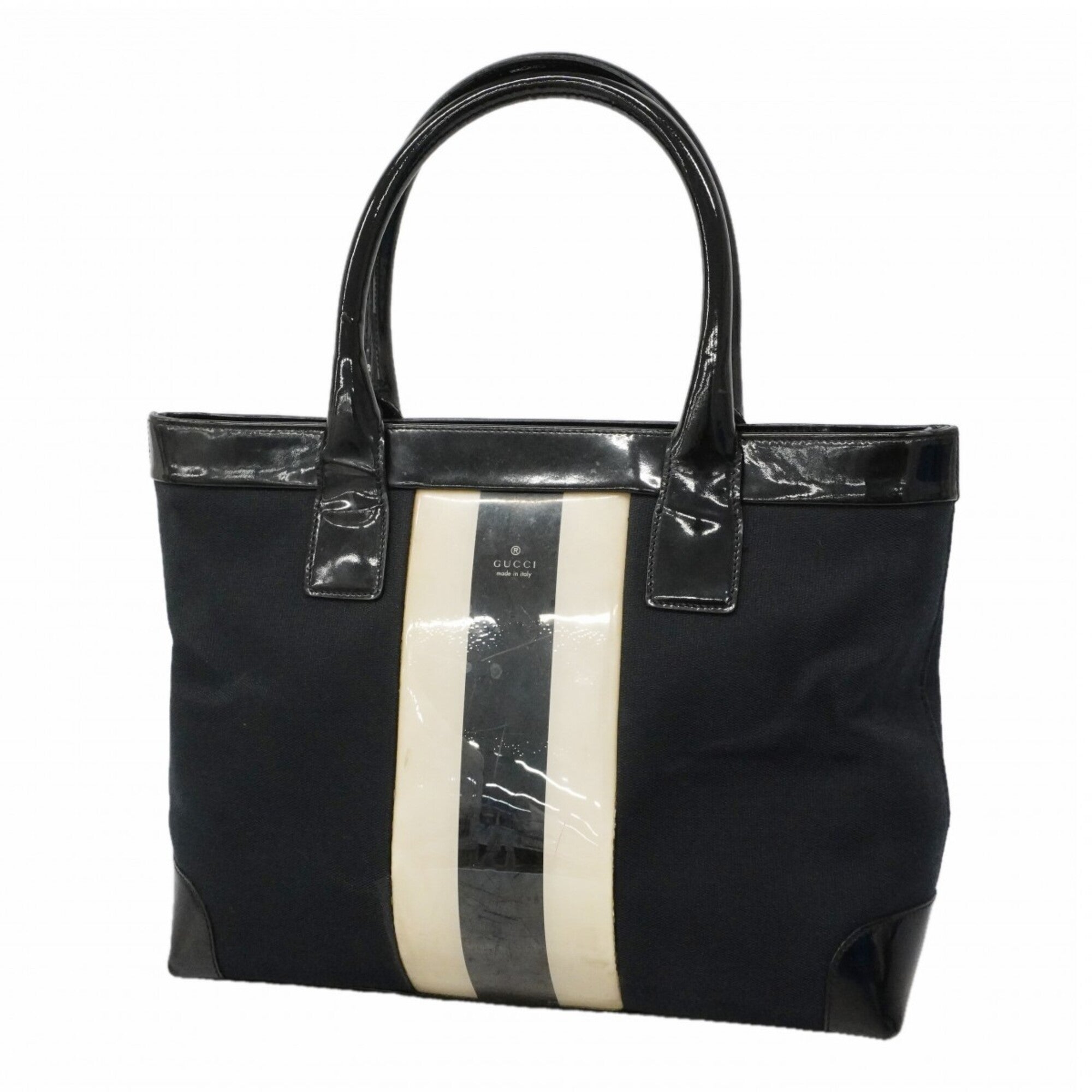 Gucci Black Navy Canvas Tote Bag (Pre-Owned)