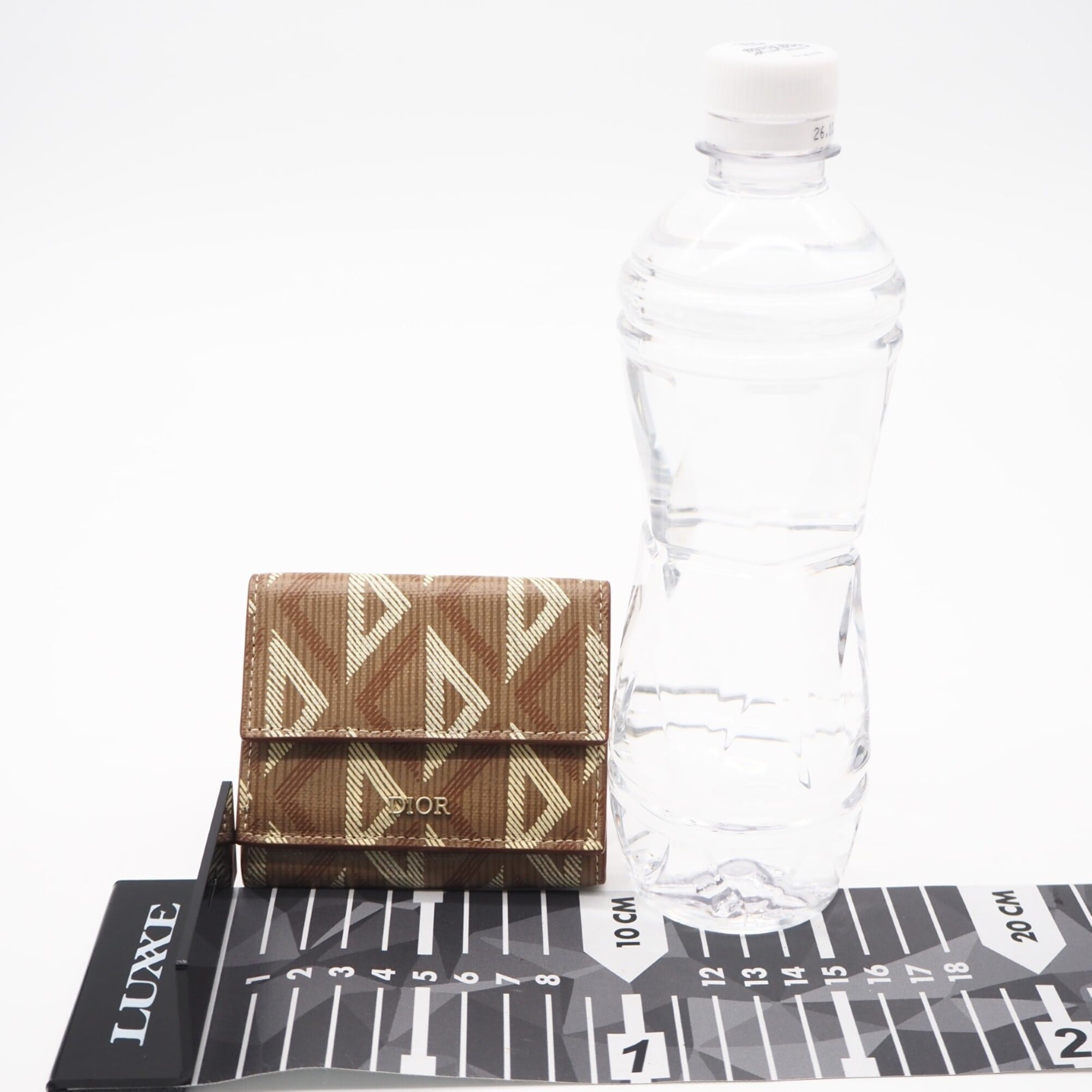 Christian Dior Brown Cream Coated Canvas Leather Wallet (Tri-Fold) (Pre-Owned)