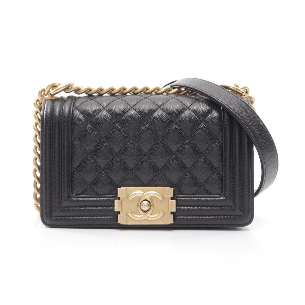 Chanel Black Grained Calfskin Handbag Shoulder Bag (Pre-Owned)