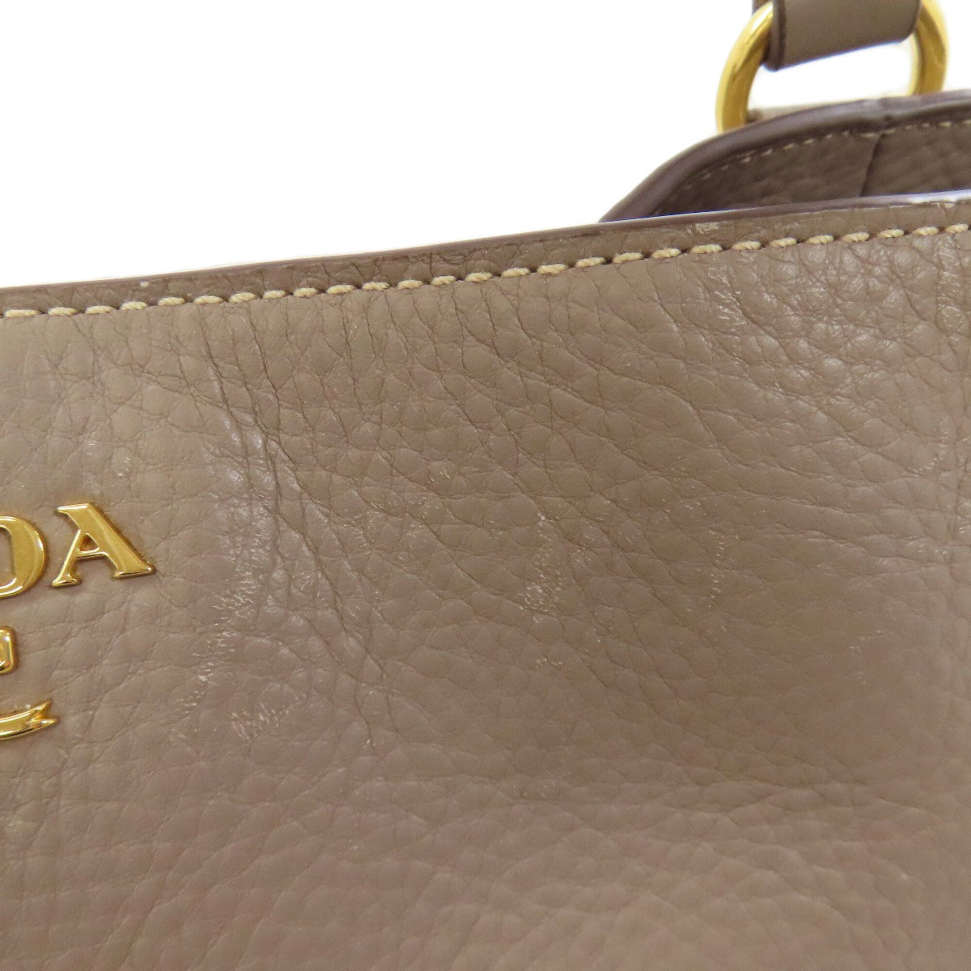 Prada Gray Leather Tote Bag (Pre-Owned)