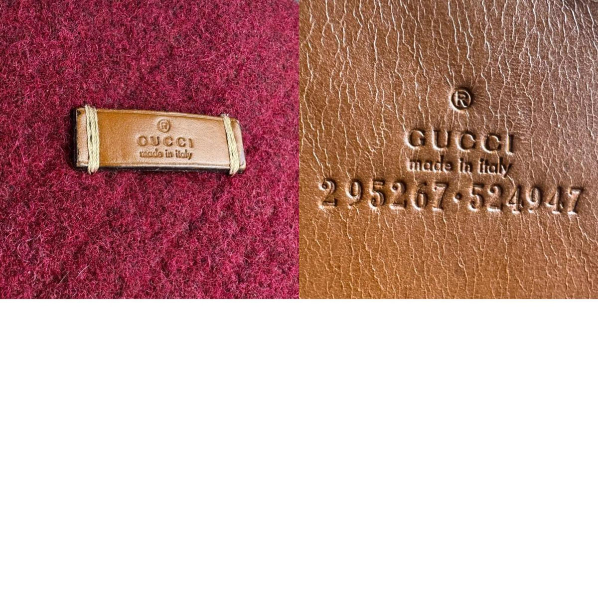 Gucci Bordeaux Brown Felt Leather Handbag (Pre-Owned)