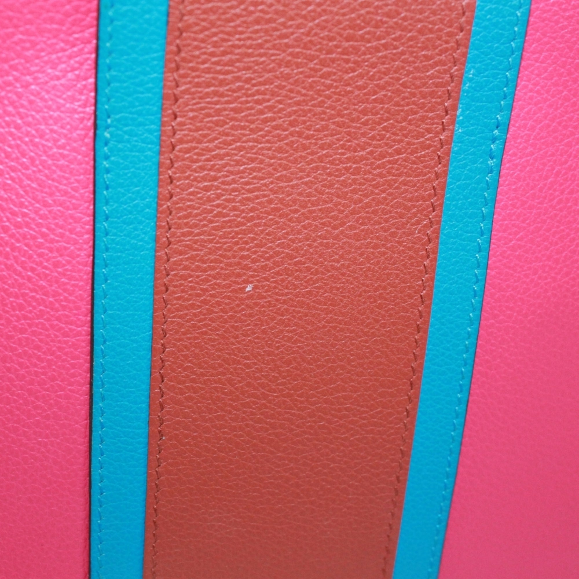 Hermes Blue Brown Pink Togo Leather Shoulder Bag (Pre-Owned)
