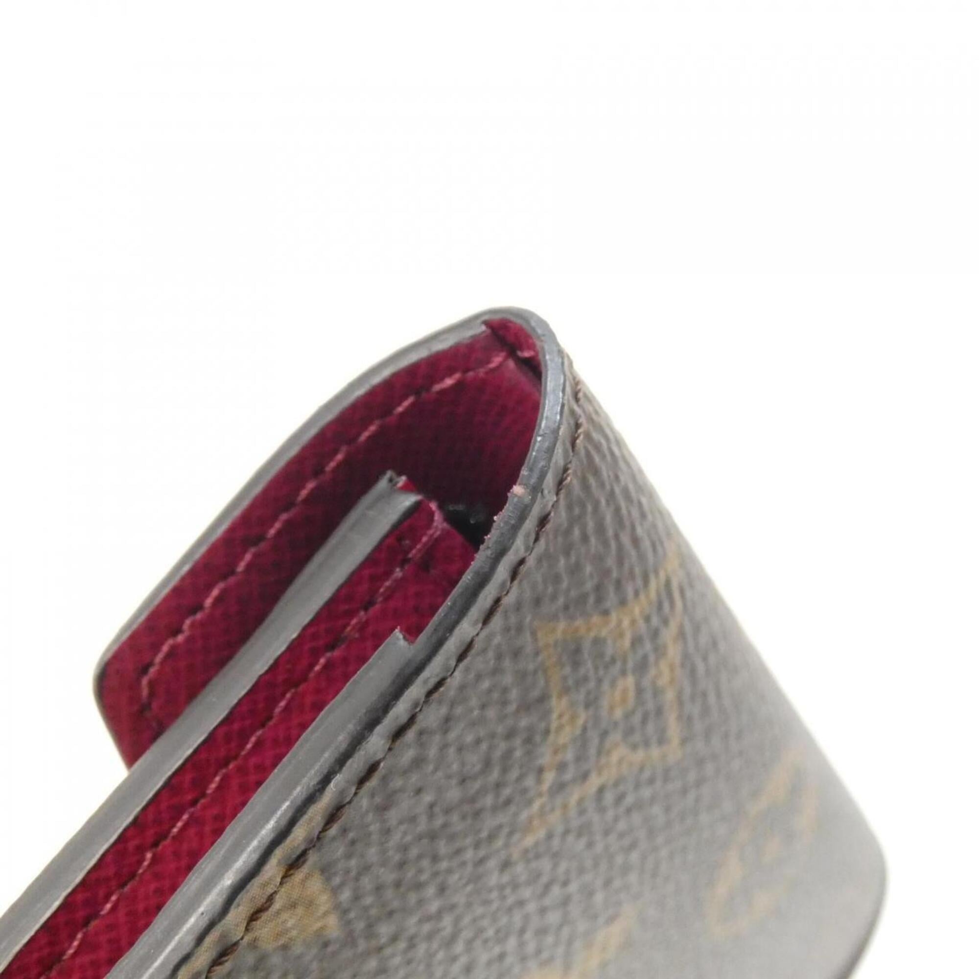 Louis Vuitton Monogram Fuchsia Marron Coated Canvas Wallet (Tri-Fold) (Pre-Owned)
