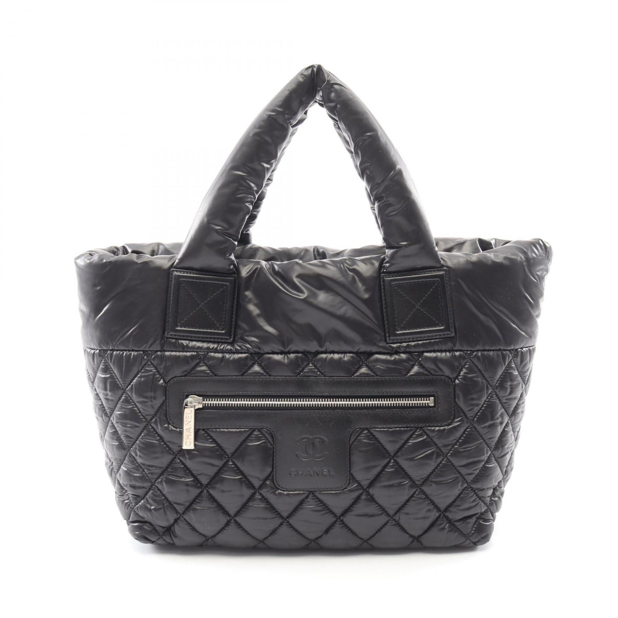 Chanel Black Bordeaux Nylon Leather Handbag Tote Bag (Pre-Owned)
