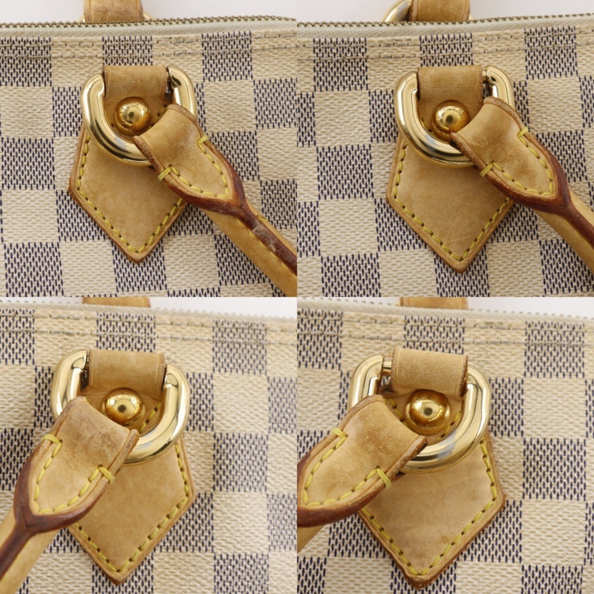 Louis Vuitton White Damier Azur Canvas Handbag (Pre-Owned)