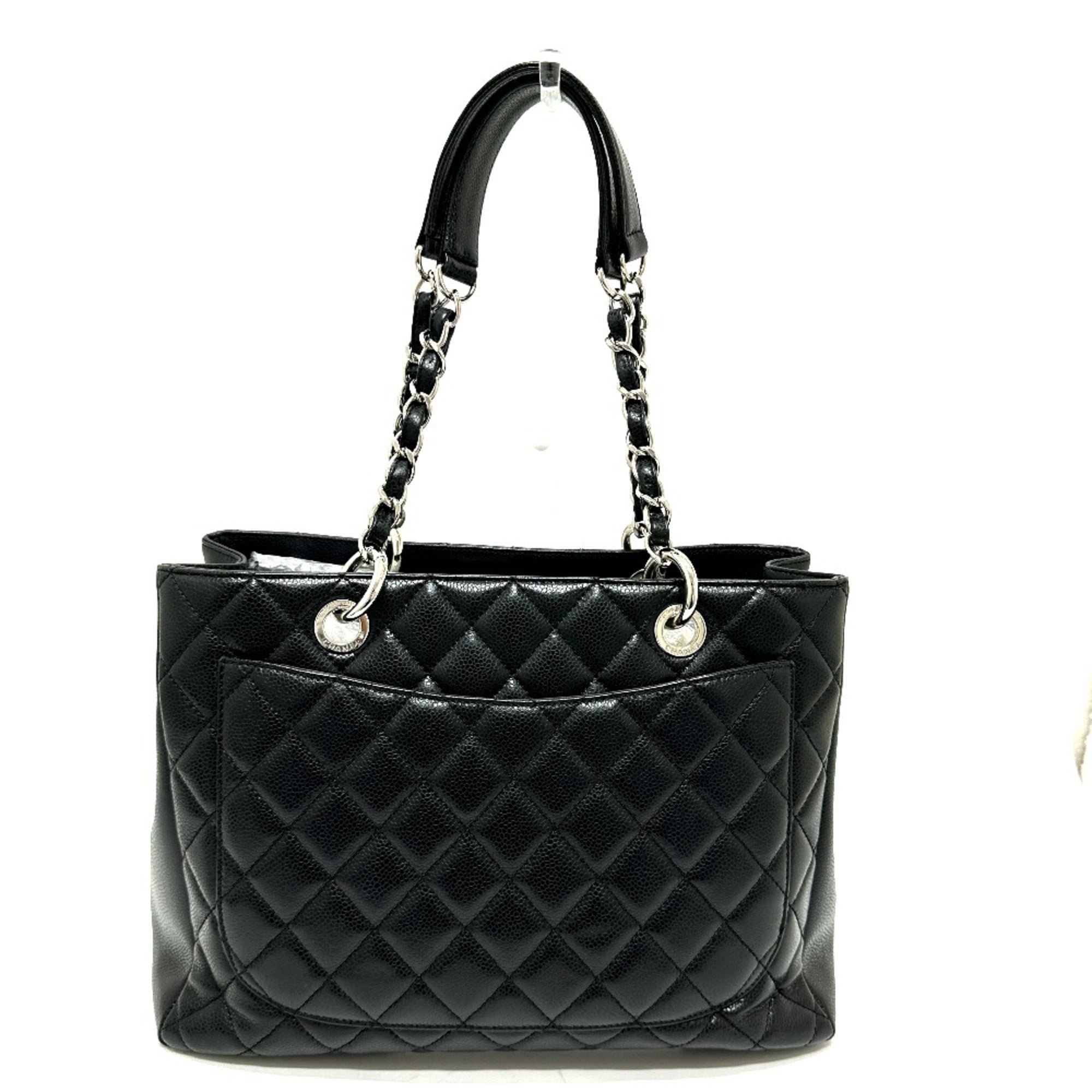 Chanel Black Grained Calfskin Handbag Tote Bag (Pre-Owned)