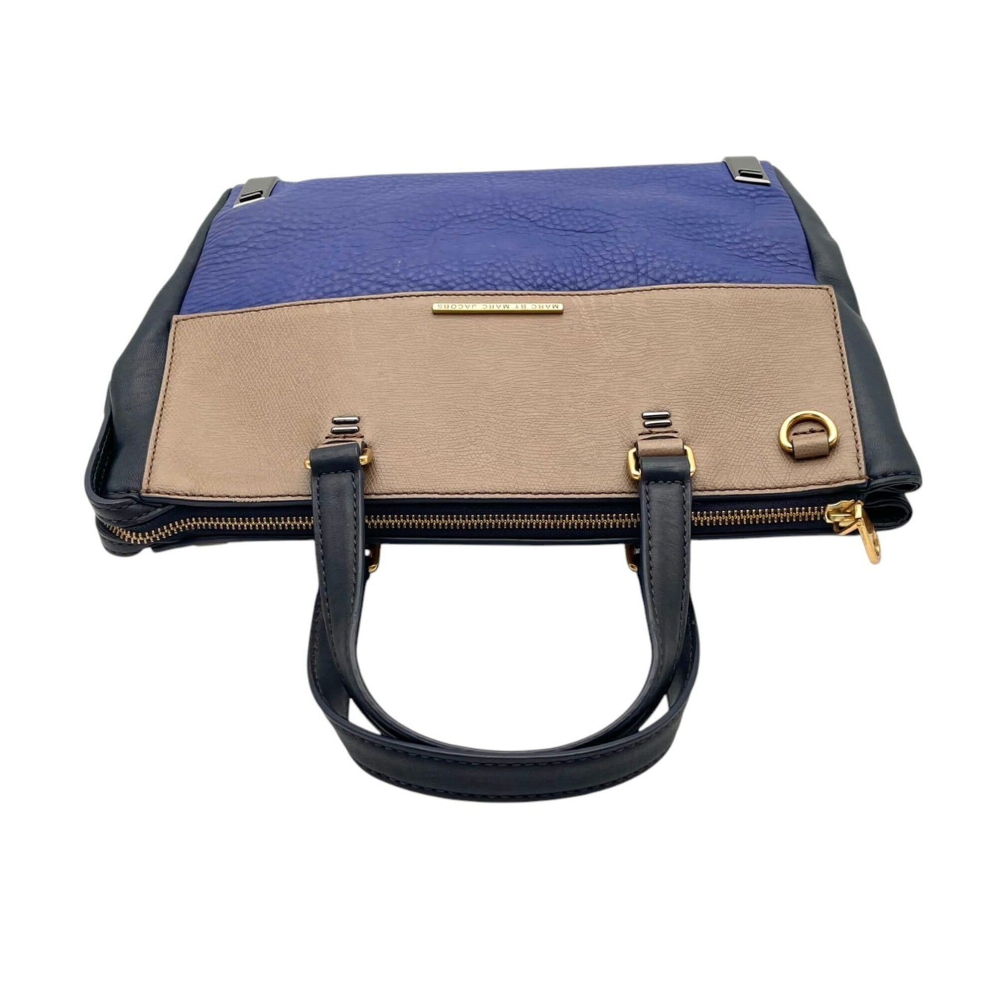 Marc By Marc Jacobs Beige Blue Leather Handbag Tote Bag (Pre-Owned)