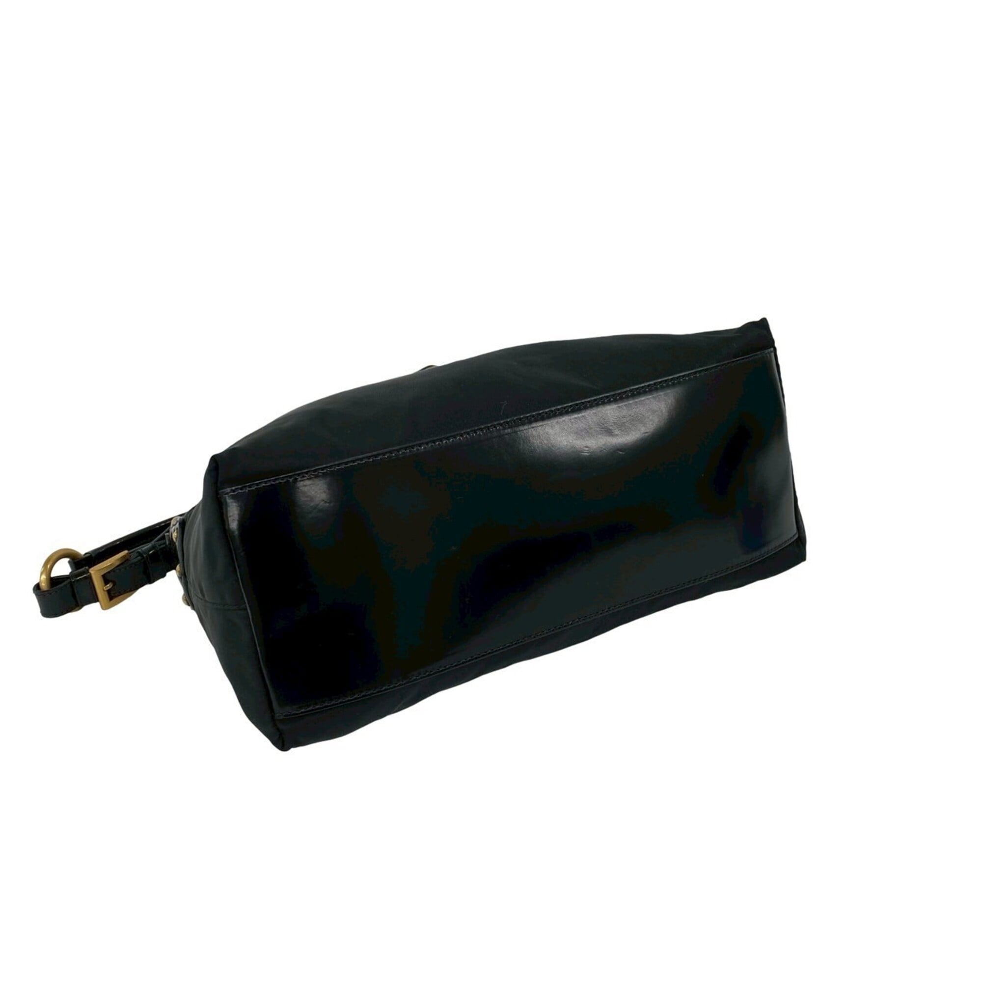 Prada Black Nylon Patent Leather Shoulder Bag (Pre-Owned)