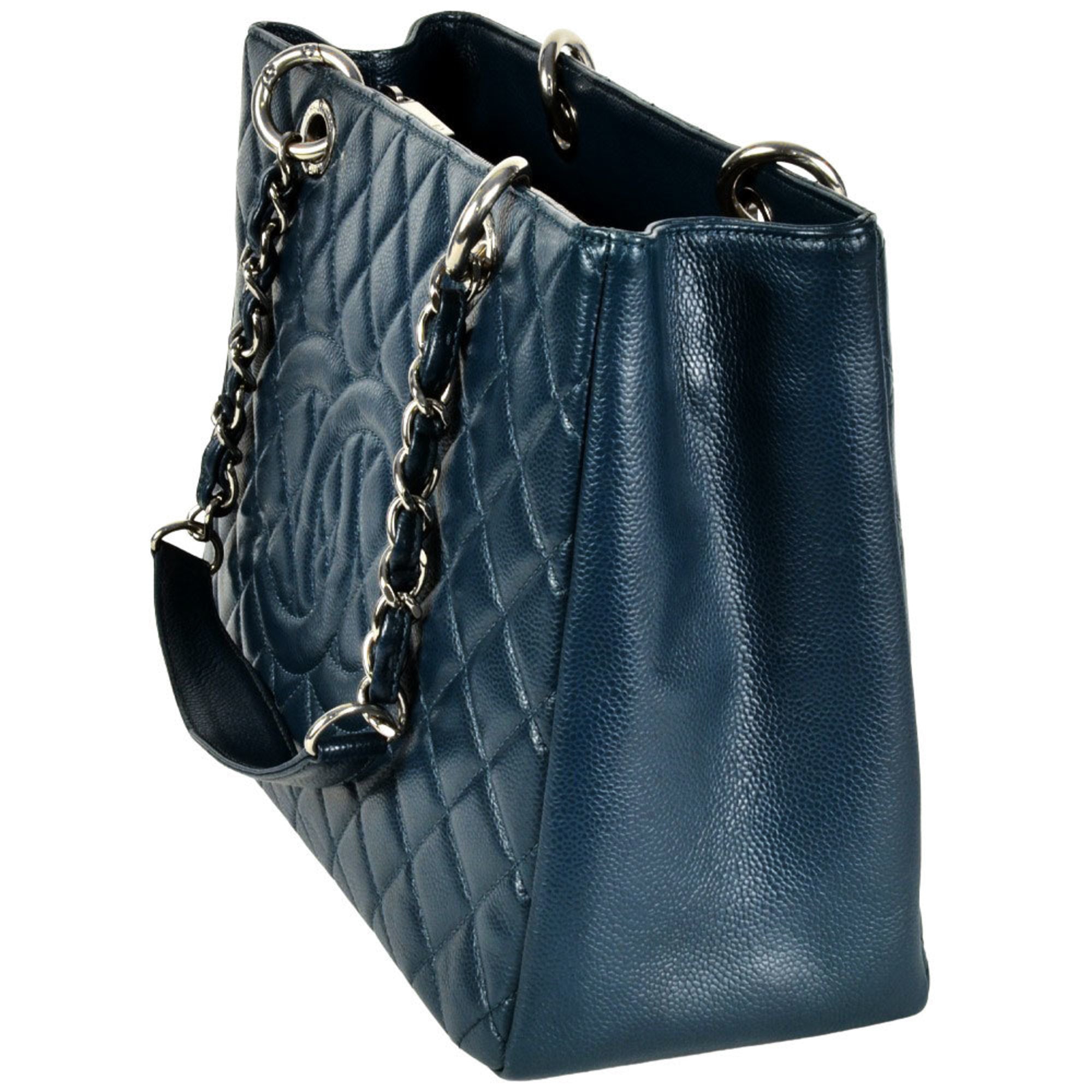 Chanel Blue Grained Calfskin Tote Bag (Pre-Owned)