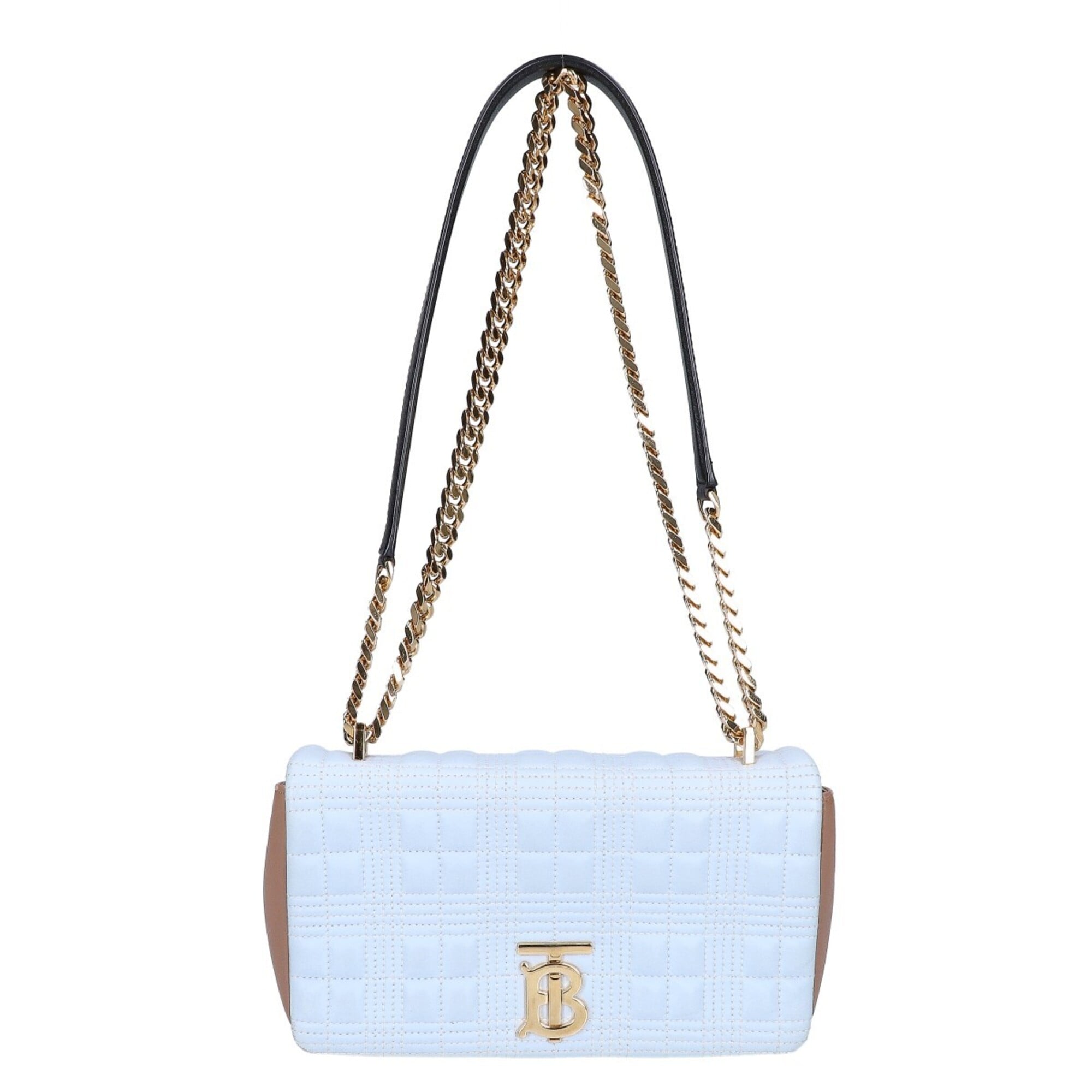 Burberry Beige Light Blue Leather Shoulder Bag (Pre-Owned)