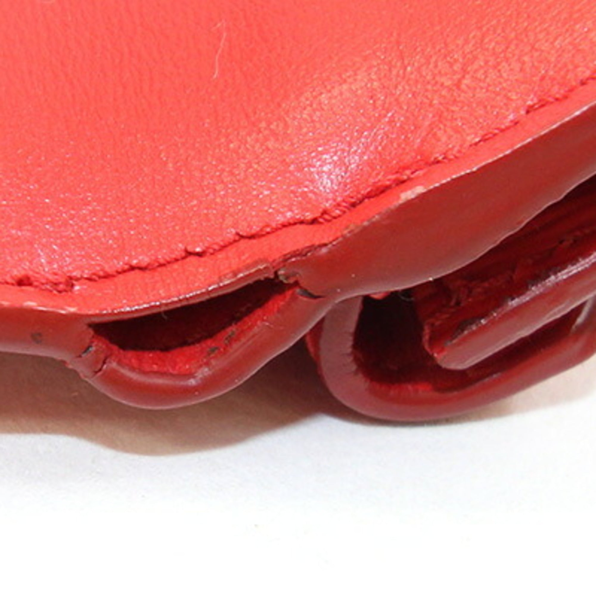 Prada Red Color Leather Wallet (Tri-Fold) (Pre-Owned)