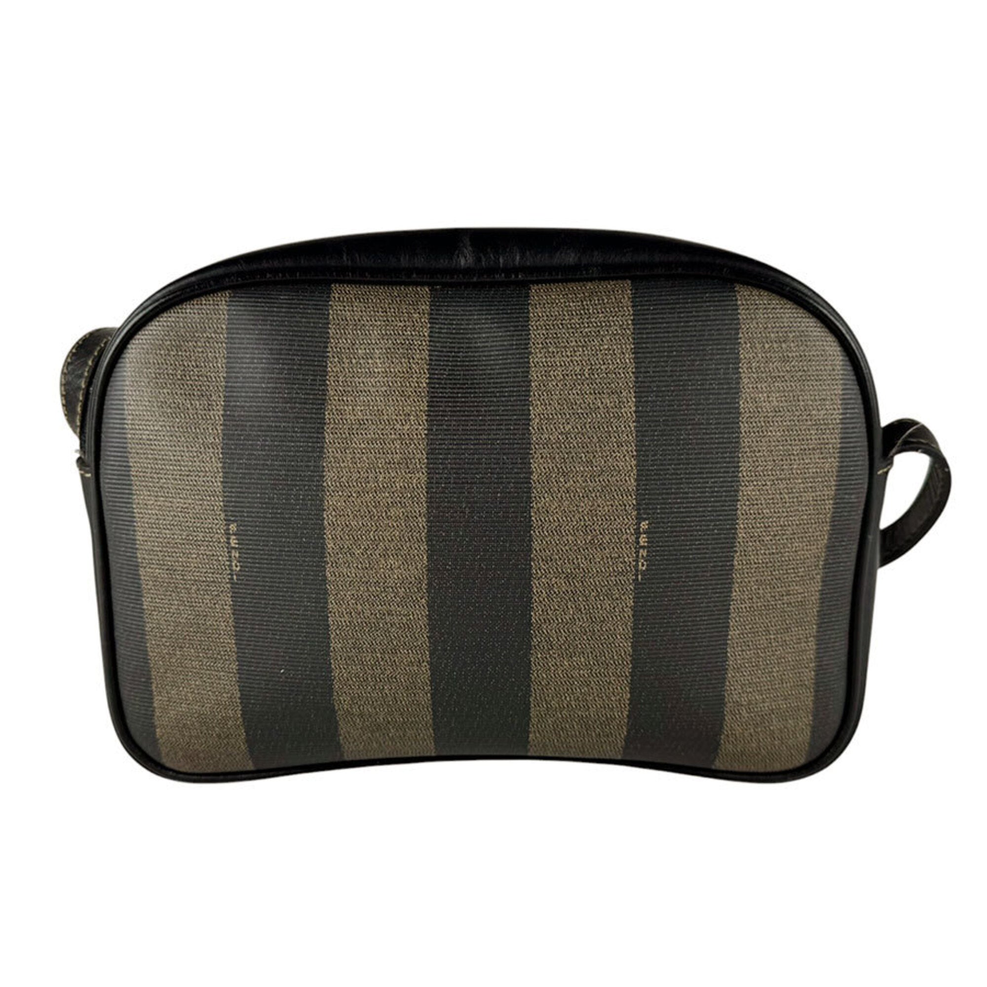 Fendi Black Brown Coated Canvas Shoulder Bag (Pre-Owned)