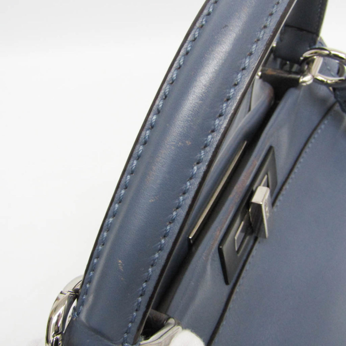 Fendi Peekaboo Blue Leather Handbag Shoulder Bag (Pre-Owned)