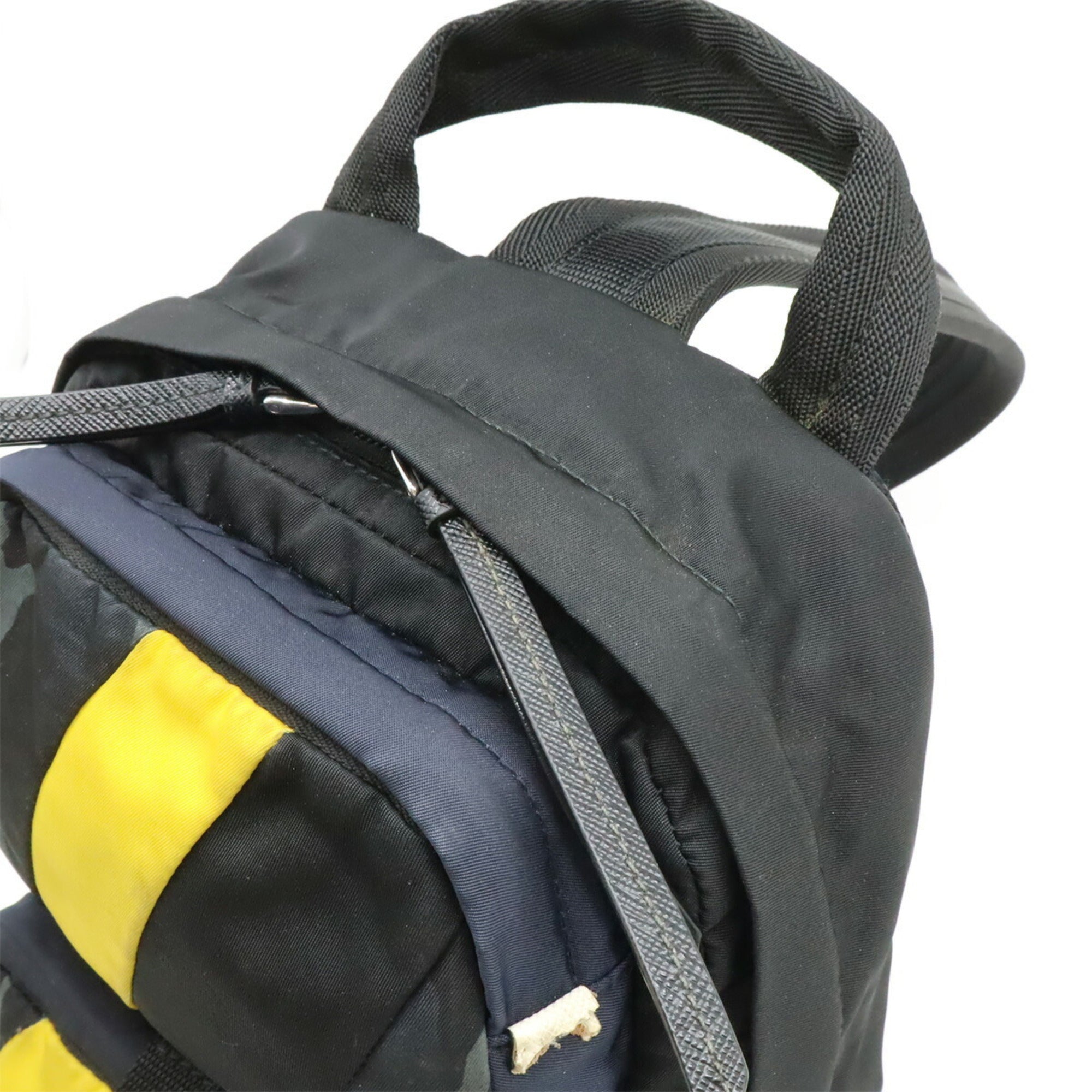 Prada Black Multi-Color Nero Yellow Nylon Leather Shoulder Bag Sling Bag (Pre-Owned)