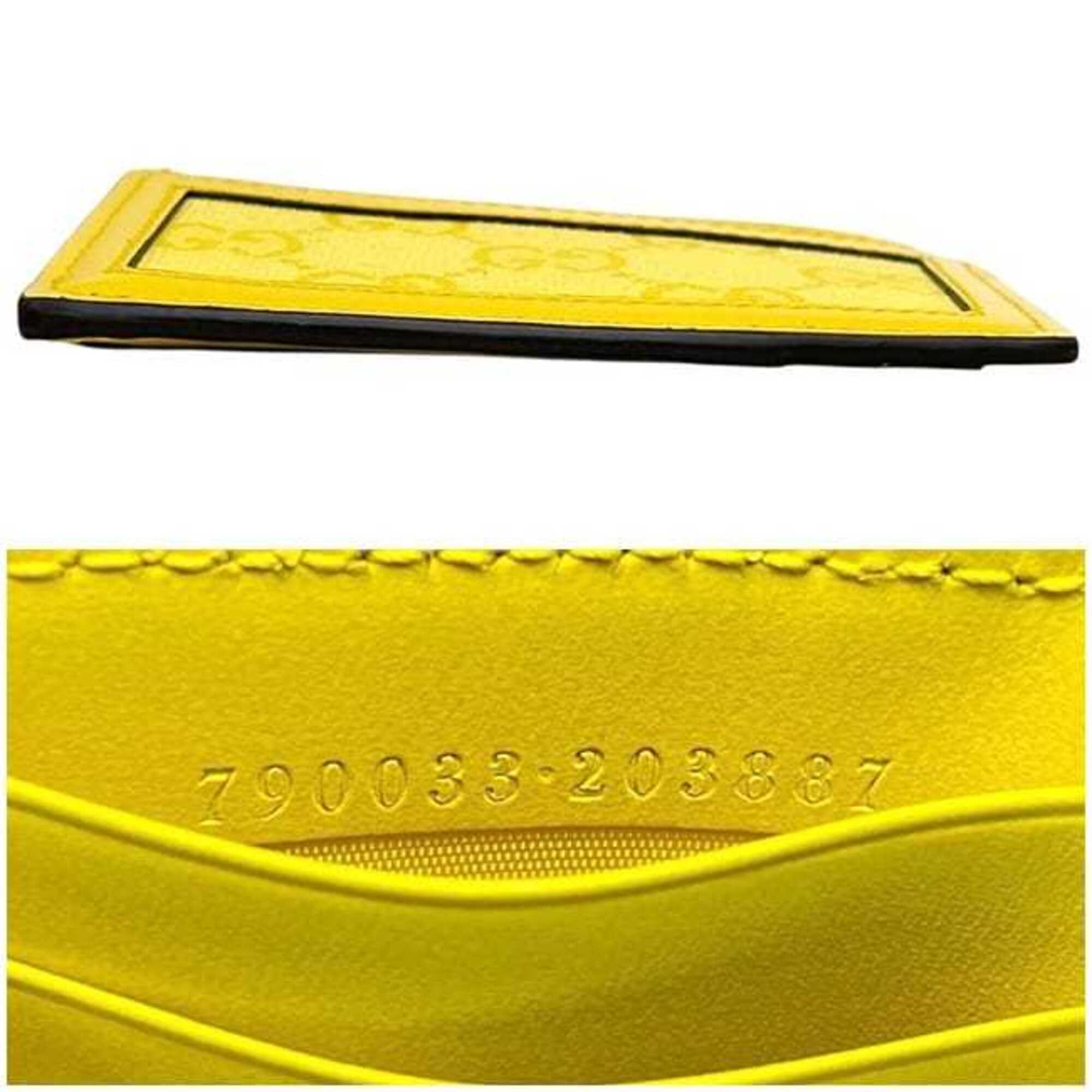 Gucci Yellow Canvas Leather Coin Purse/Coin Case (Pre-Owned)