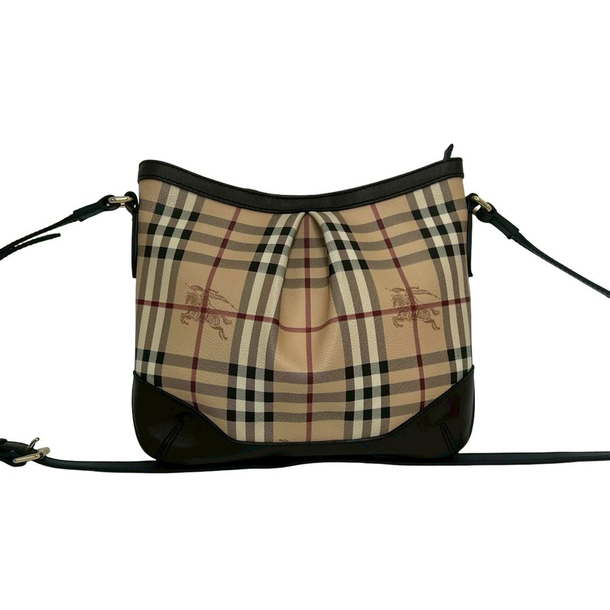 Burberry Beige Black Brown Red Color White Leather Pvc Pochette Shoulder Bag (Pre-Owned)