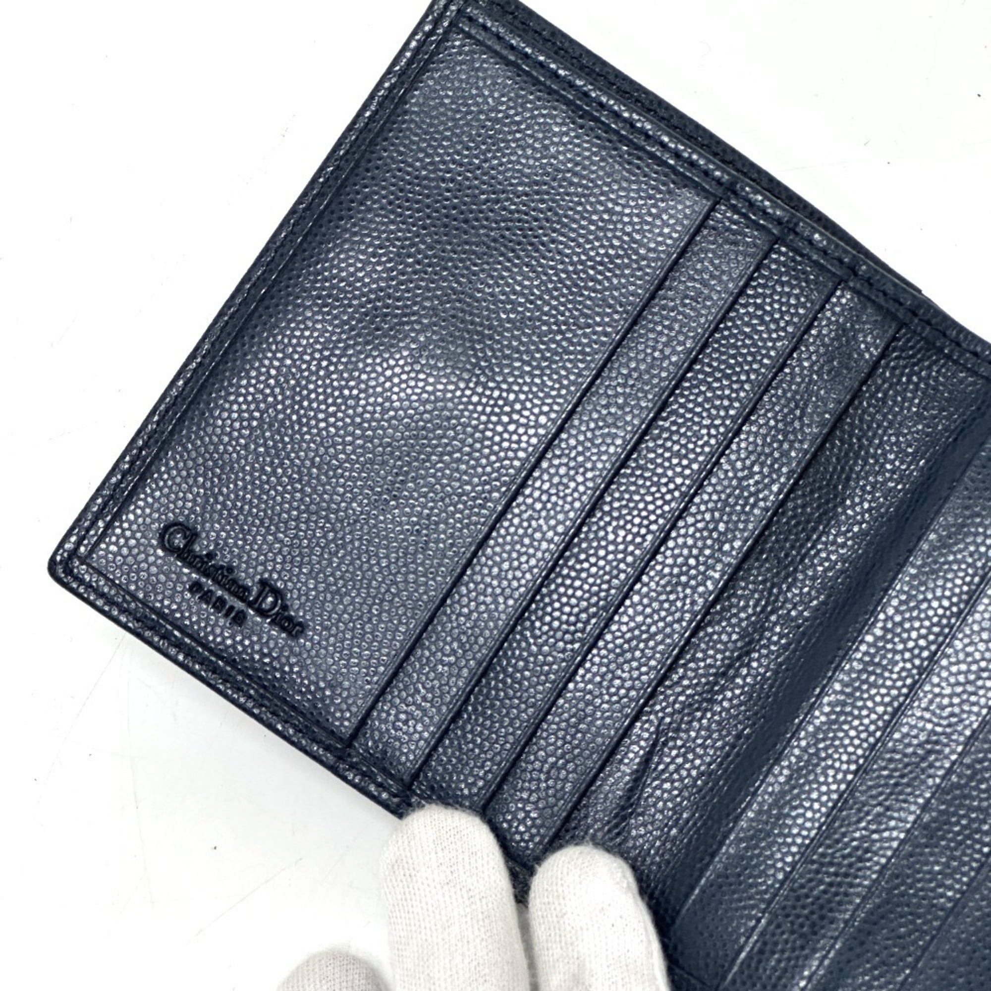 Christian Dior Navy Leather Wallet (Bi-Fold) (Pre-Owned)