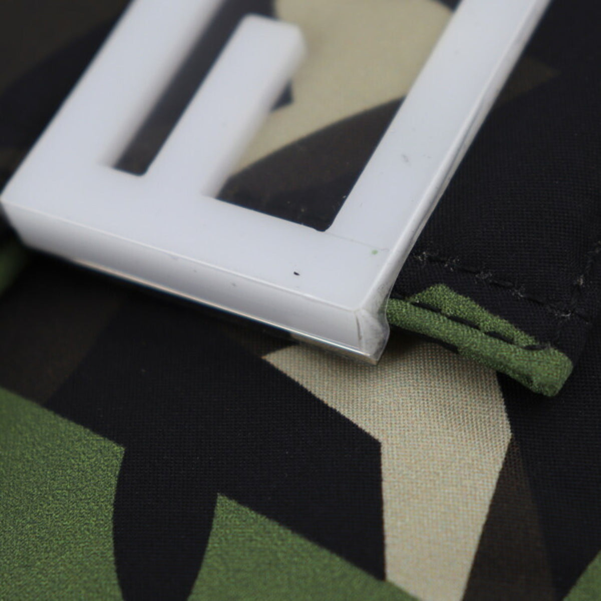 Fendi Beige Black Camouflage Green Nylon Leather Clutch Bag Fanny Pack Pouch Shoulder Bag (Pre-Owned)