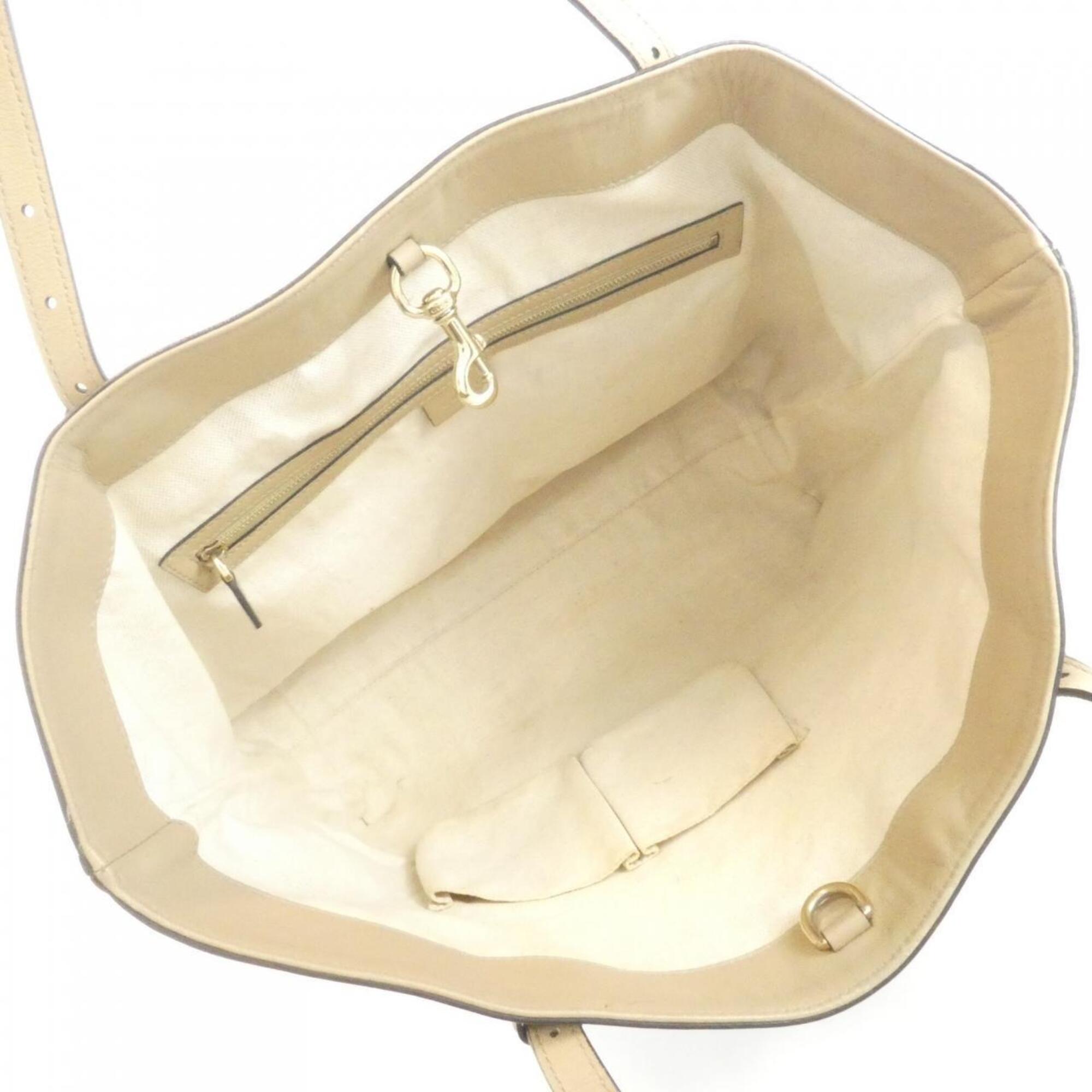 Gucci Beige Gg Supreme Canvas Leather Handbag (Pre-Owned)