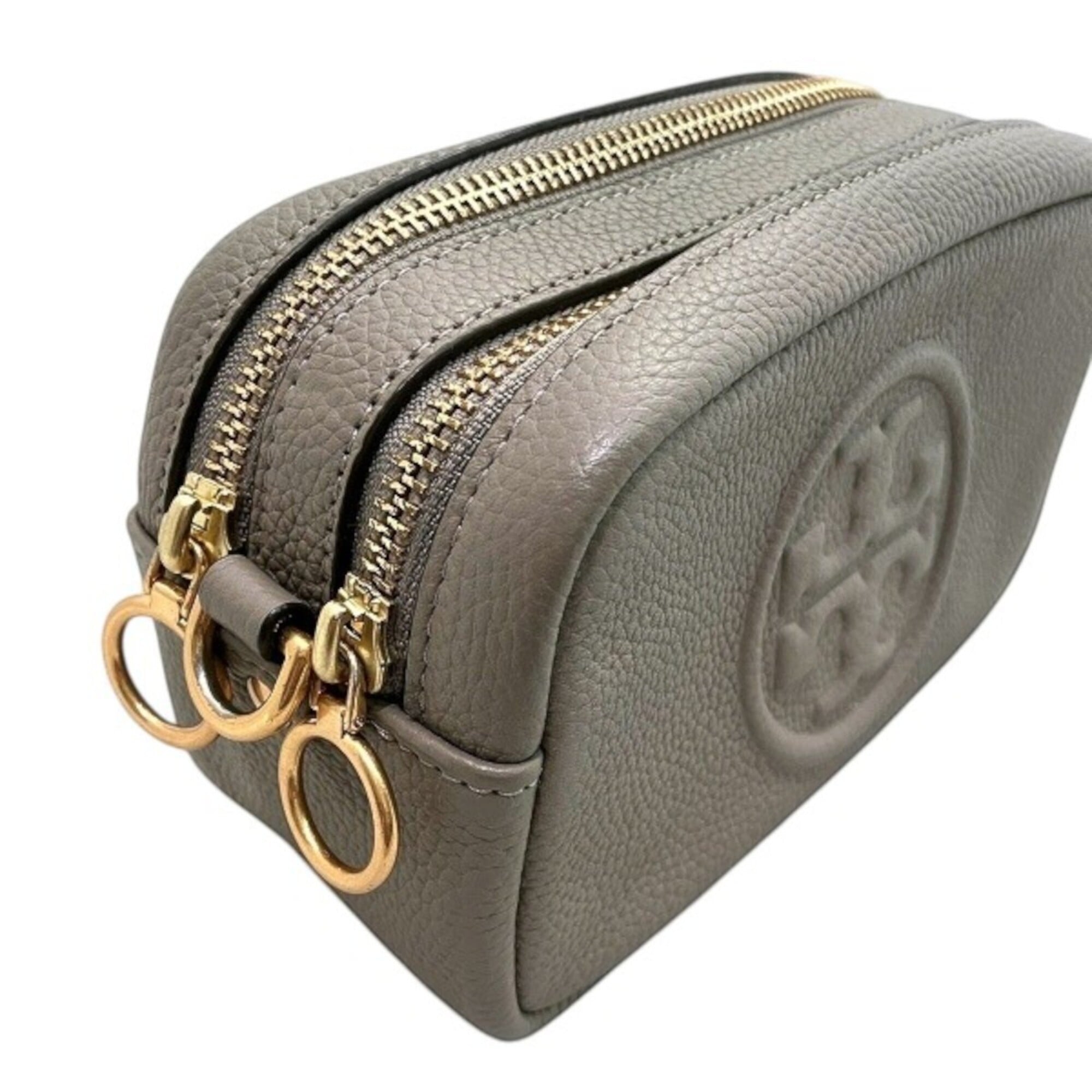 Tory Burch Gray Leather Shoulder Bag (Pre-Owned)