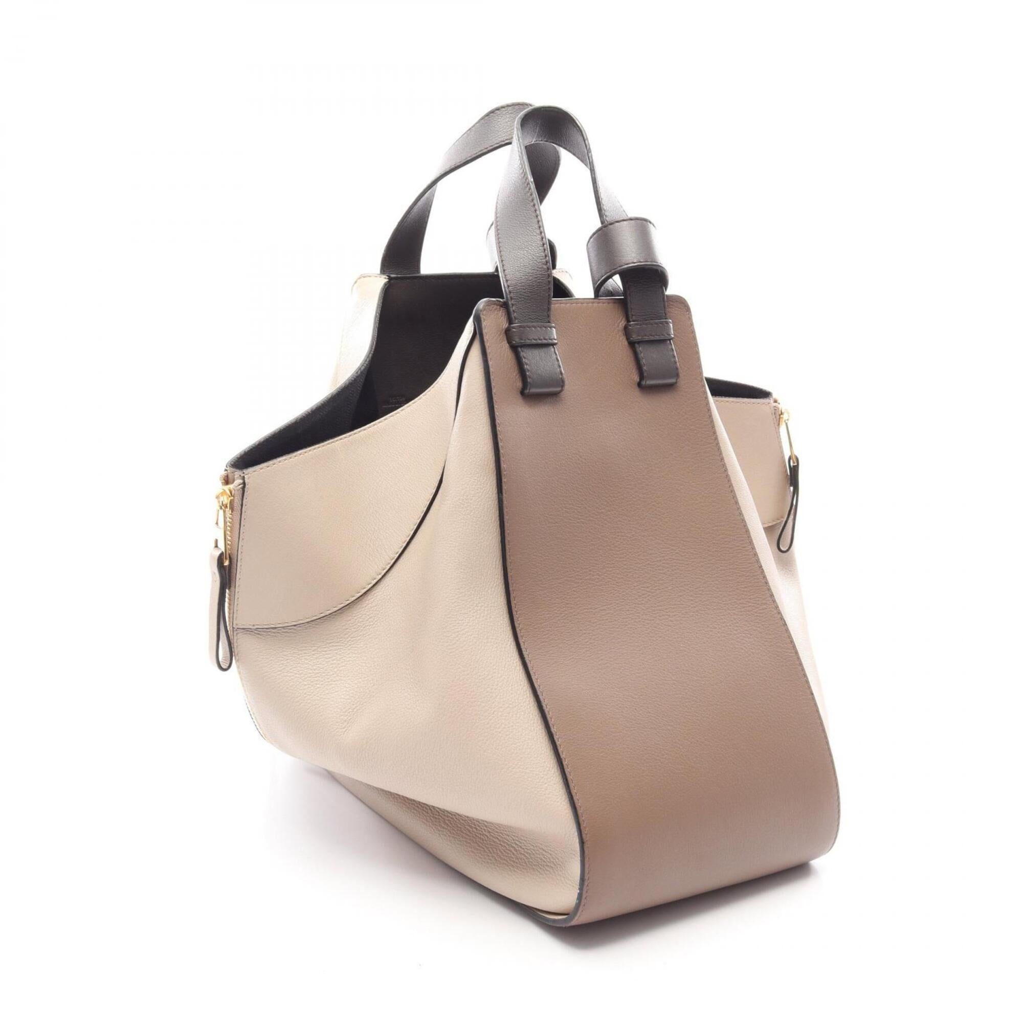 Loewe Beige Brown Gray Leather Handbag (Pre-Owned)