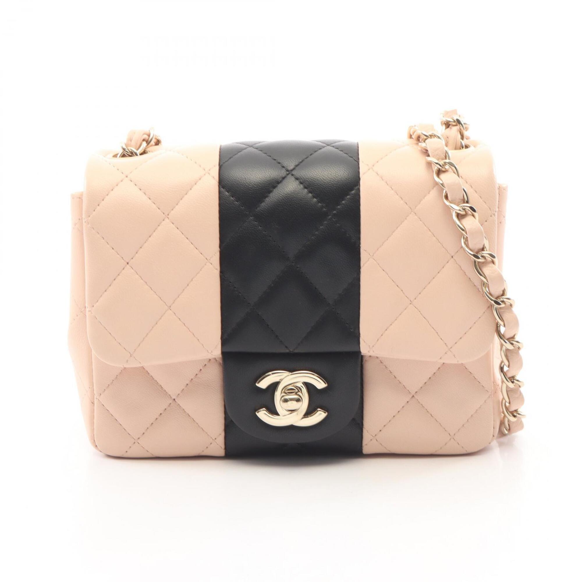 Chanel Black Pink Leather Handbag Shoulder Bag (Pre-Owned)