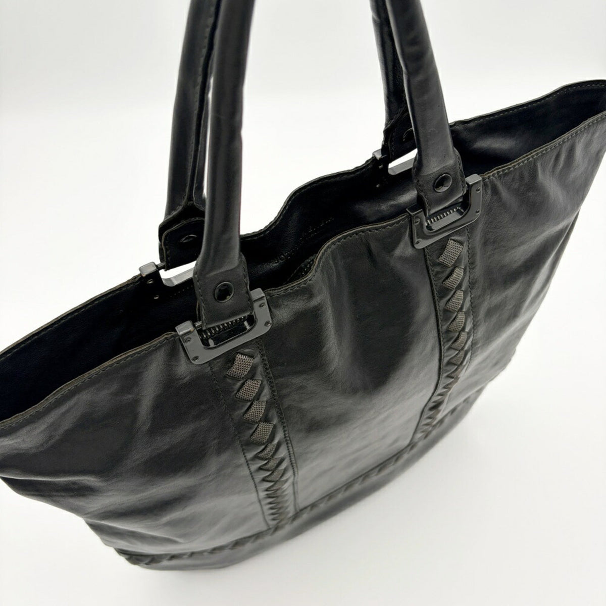 Bottega Veneta Black Leather Metal Mesh Tote Bag (Pre-Owned)