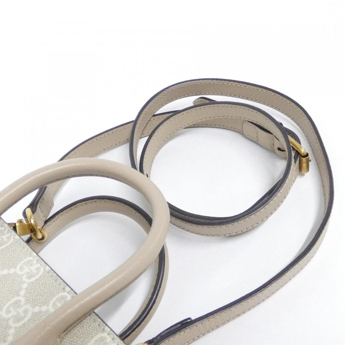 Gucci Beige White Gg Supreme Leather Handbag (Pre-Owned)