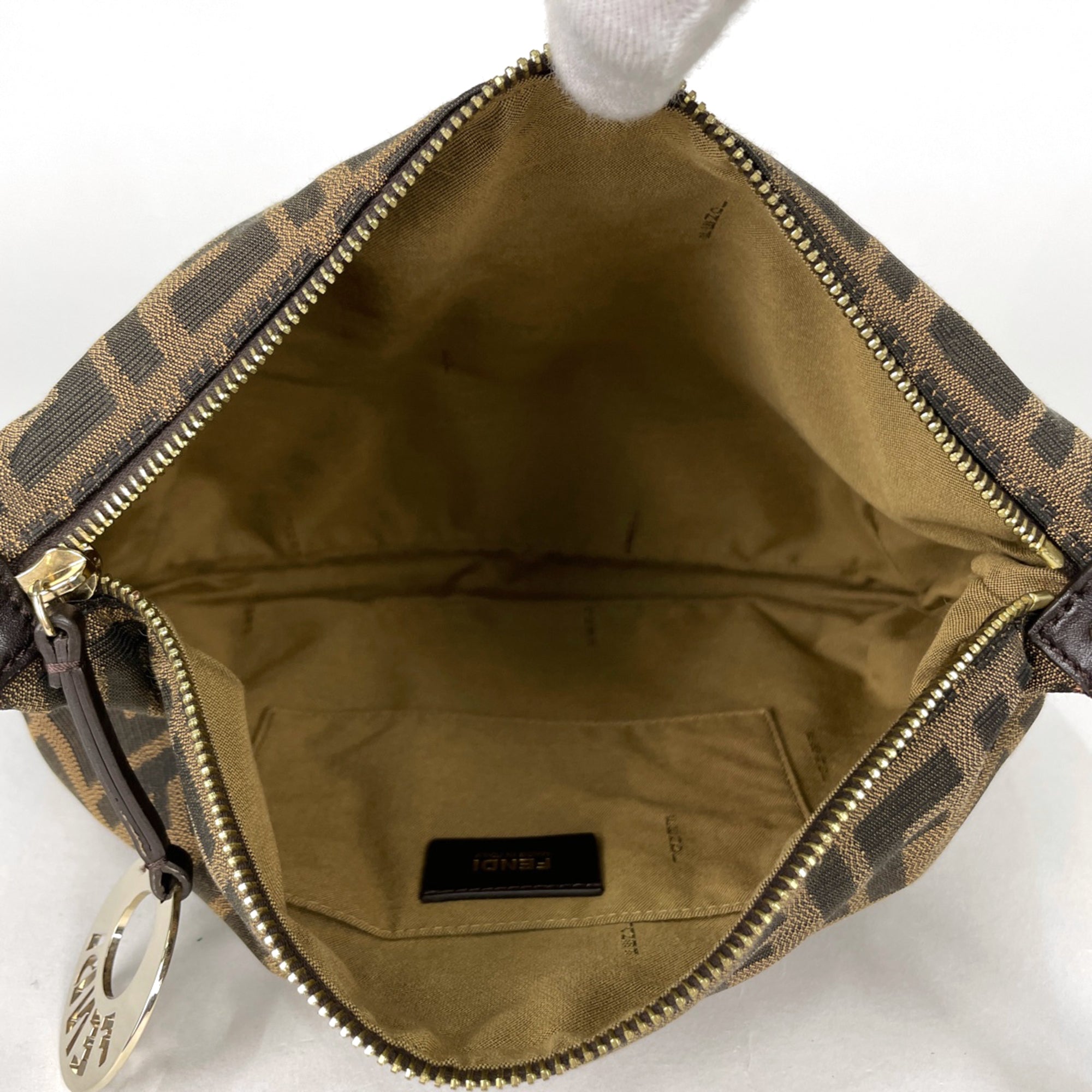 Fendi Brown Canvas Leather Shoulder Bag (Pre-Owned)