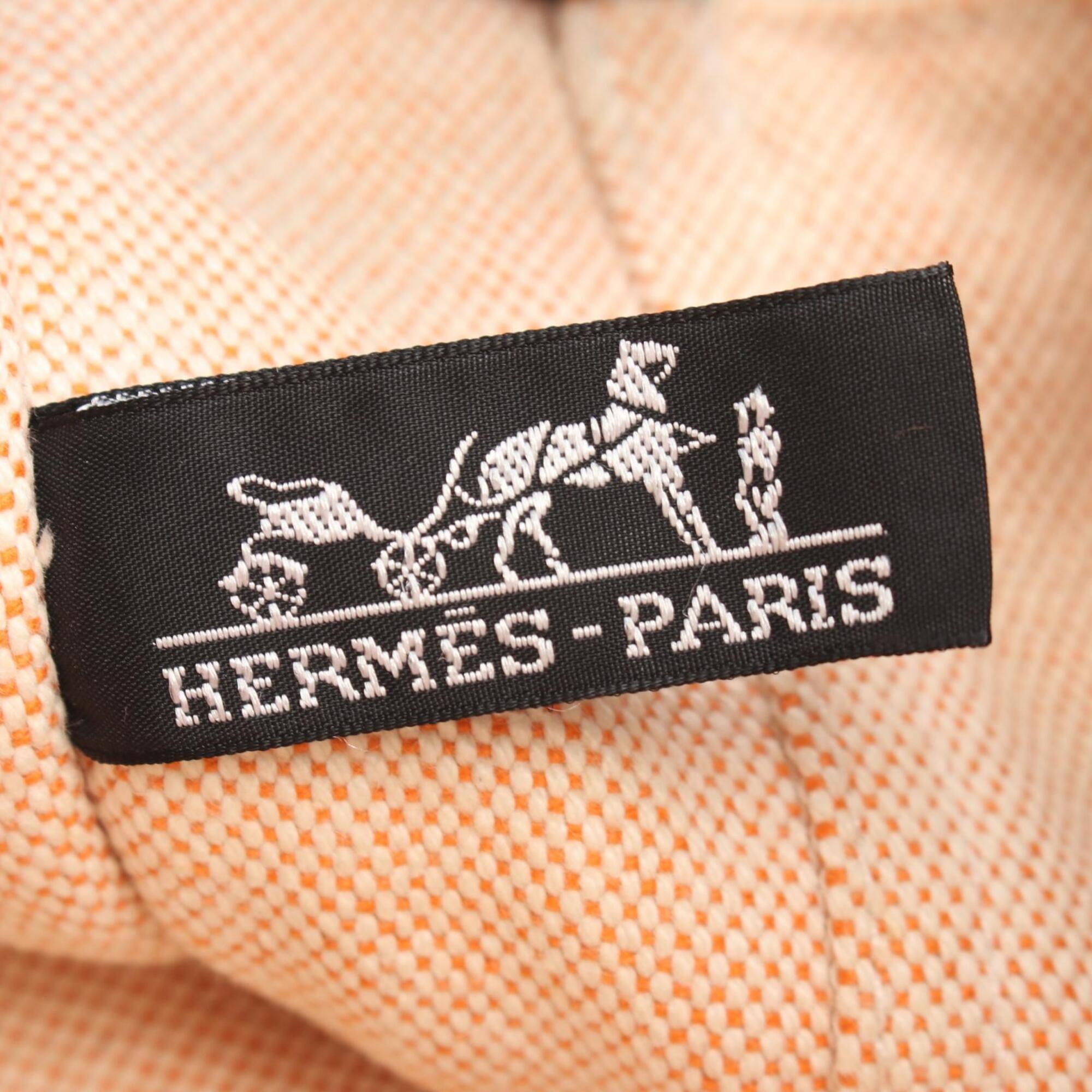 Hermes Brown Orange Canvas Handbag Tote Bag (Pre-Owned)