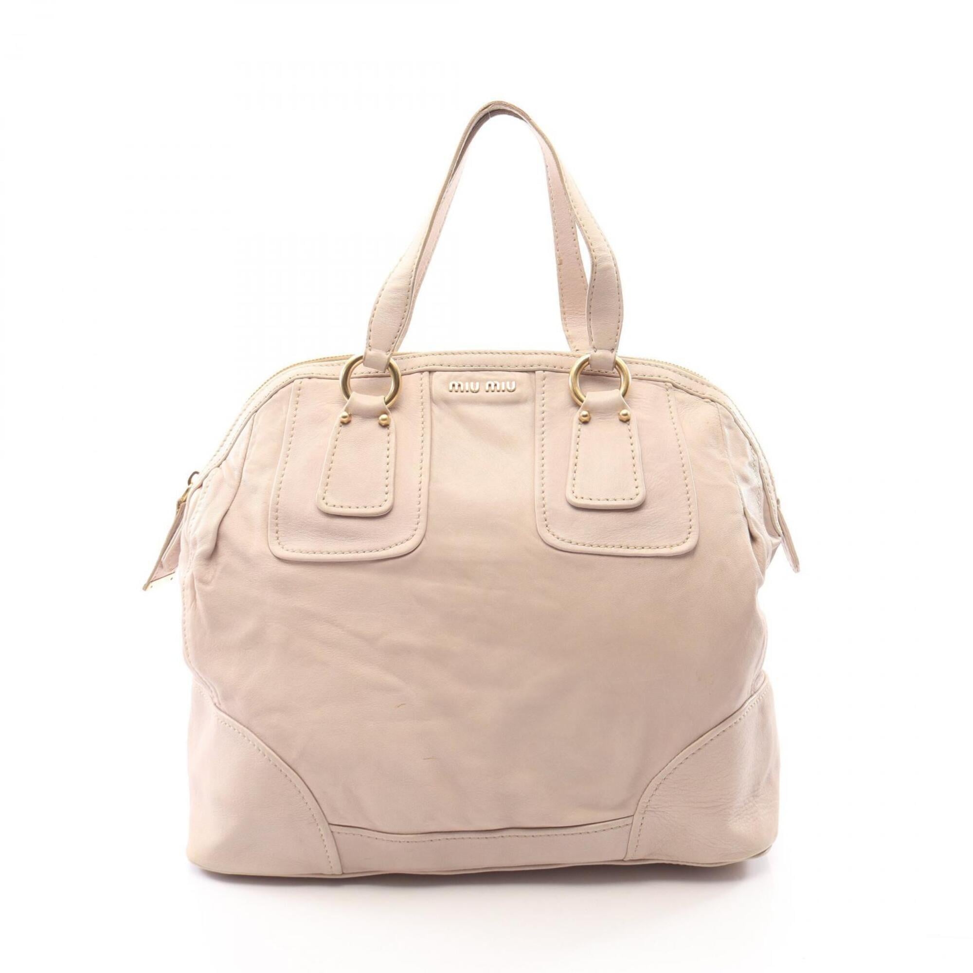 Miu Miu Ivory Leather Boston Bag Handbag (Pre-Owned)