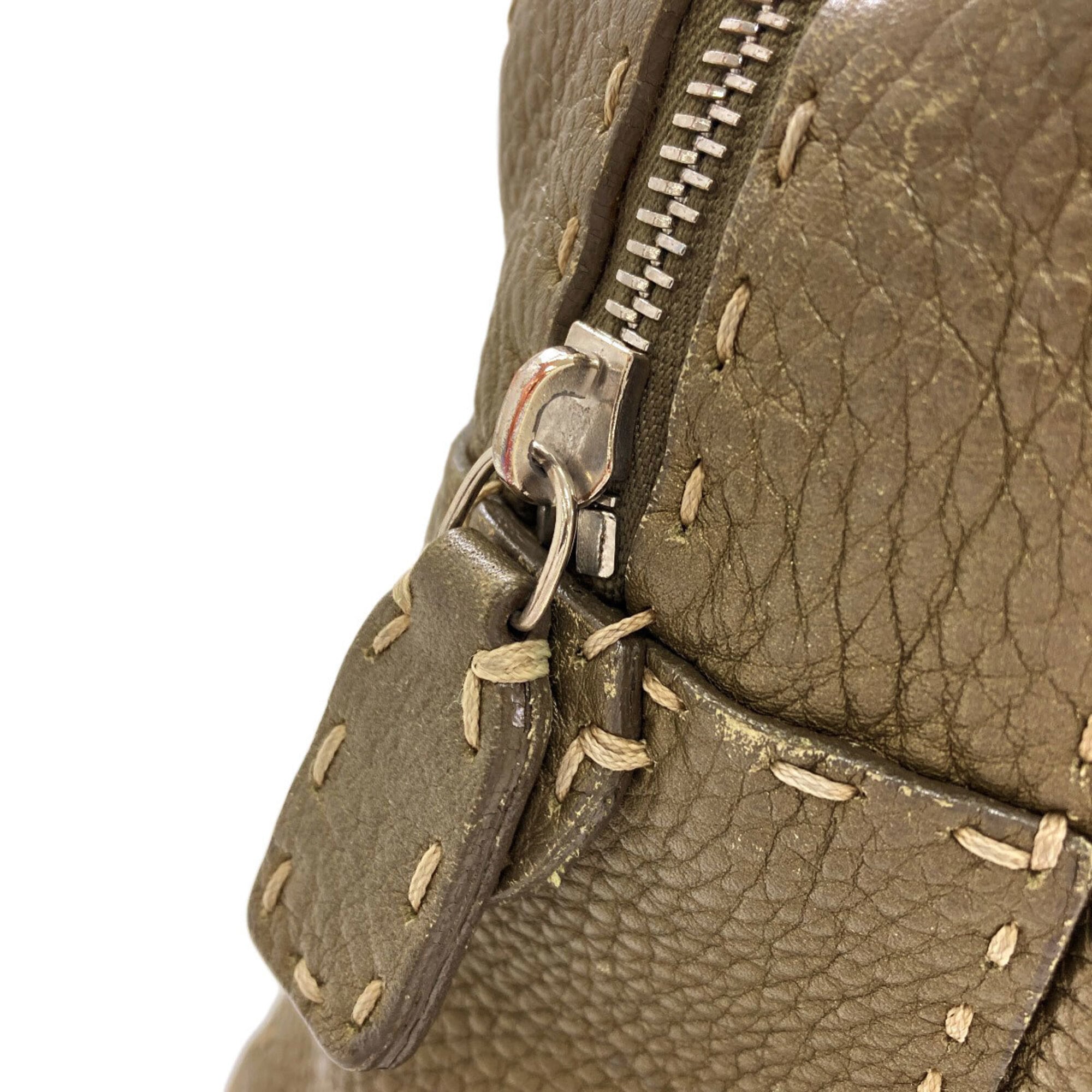 Fendi Selleria Khaki Leather Handbag (Pre-Owned)