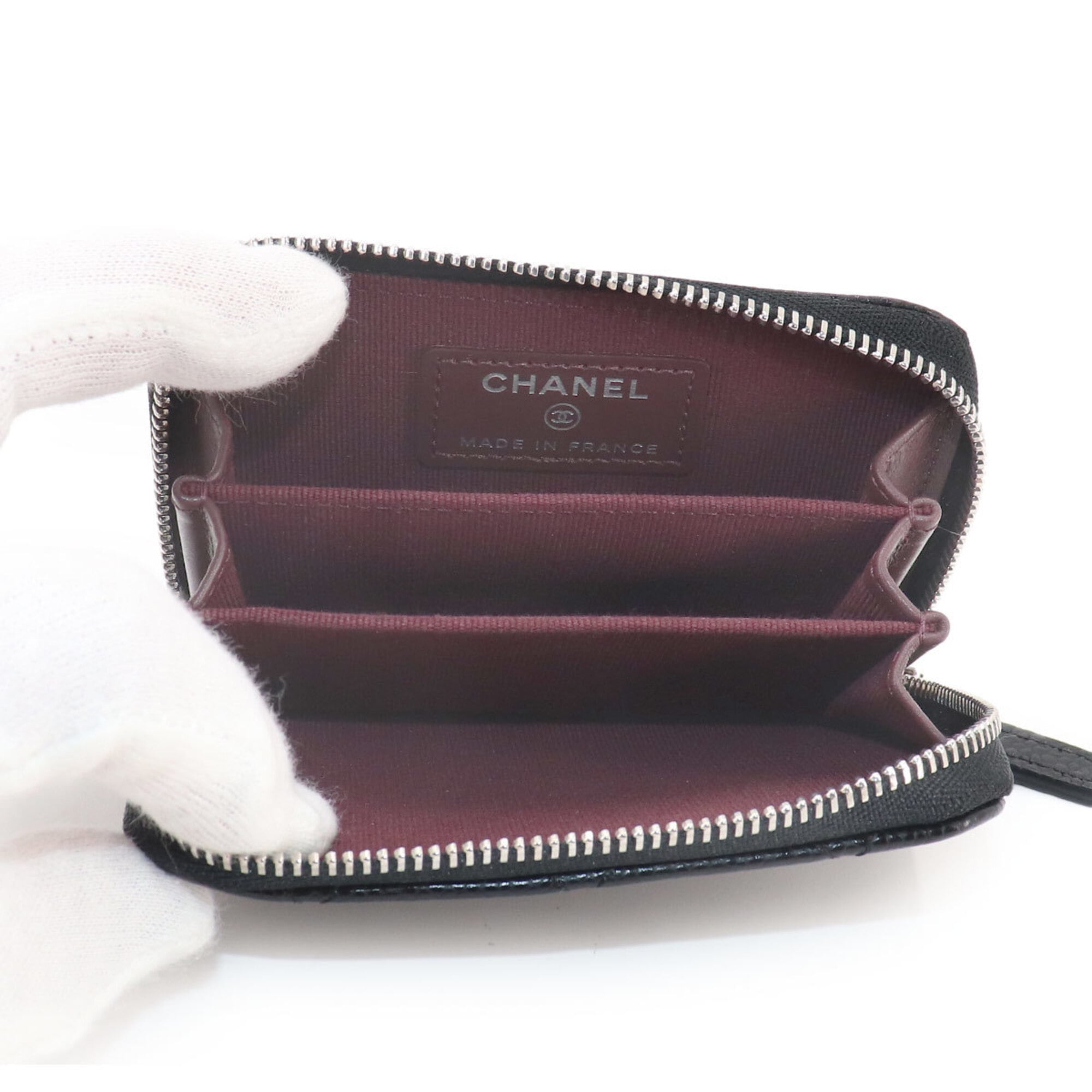 Chanel Matelasse Black Grained Calfskin Coin Purse/Coin Case (Pre-Owned)