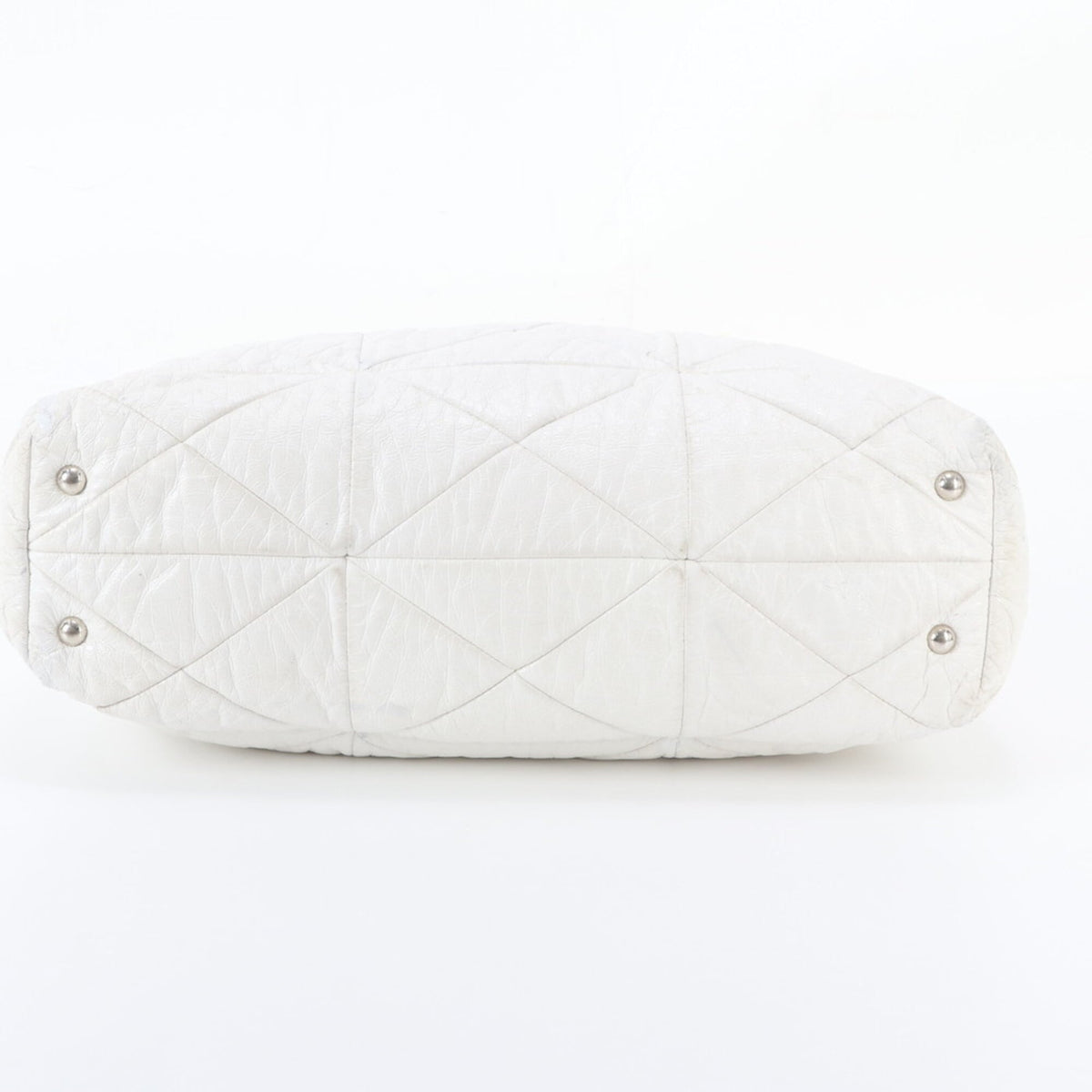 Miu Miu White Leather Handbag Shoulder Bag Tote Bag (Pre-Owned)