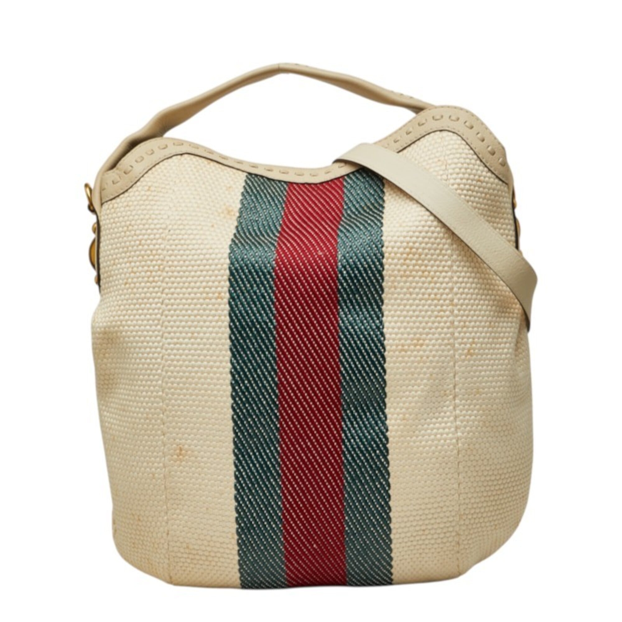 Gucci Ivory Canvas Shoulder Bag Tote Bag (Pre-Owned)