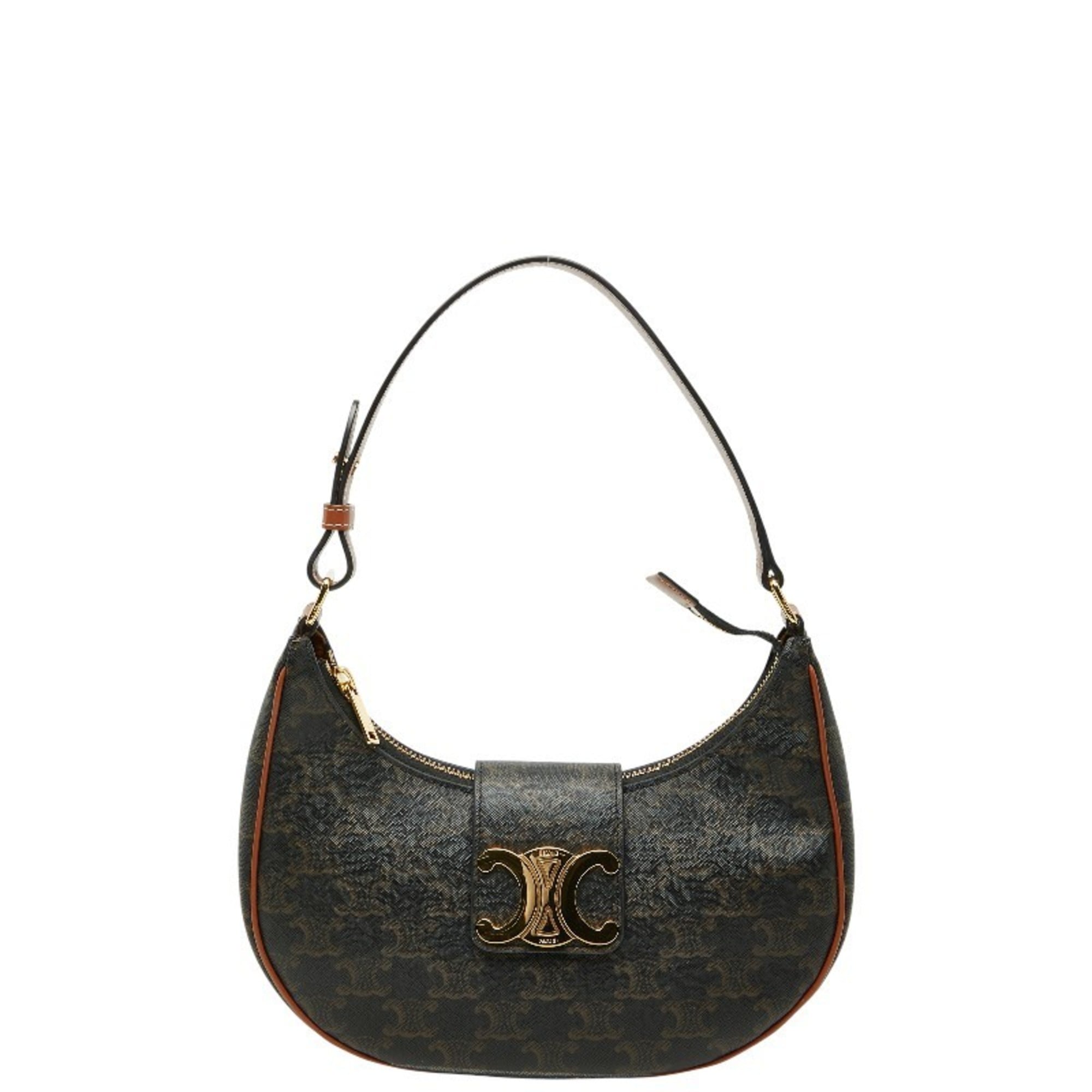 Celine Black Brown Pvc Leather Shoulder Bag (Pre-Owned)