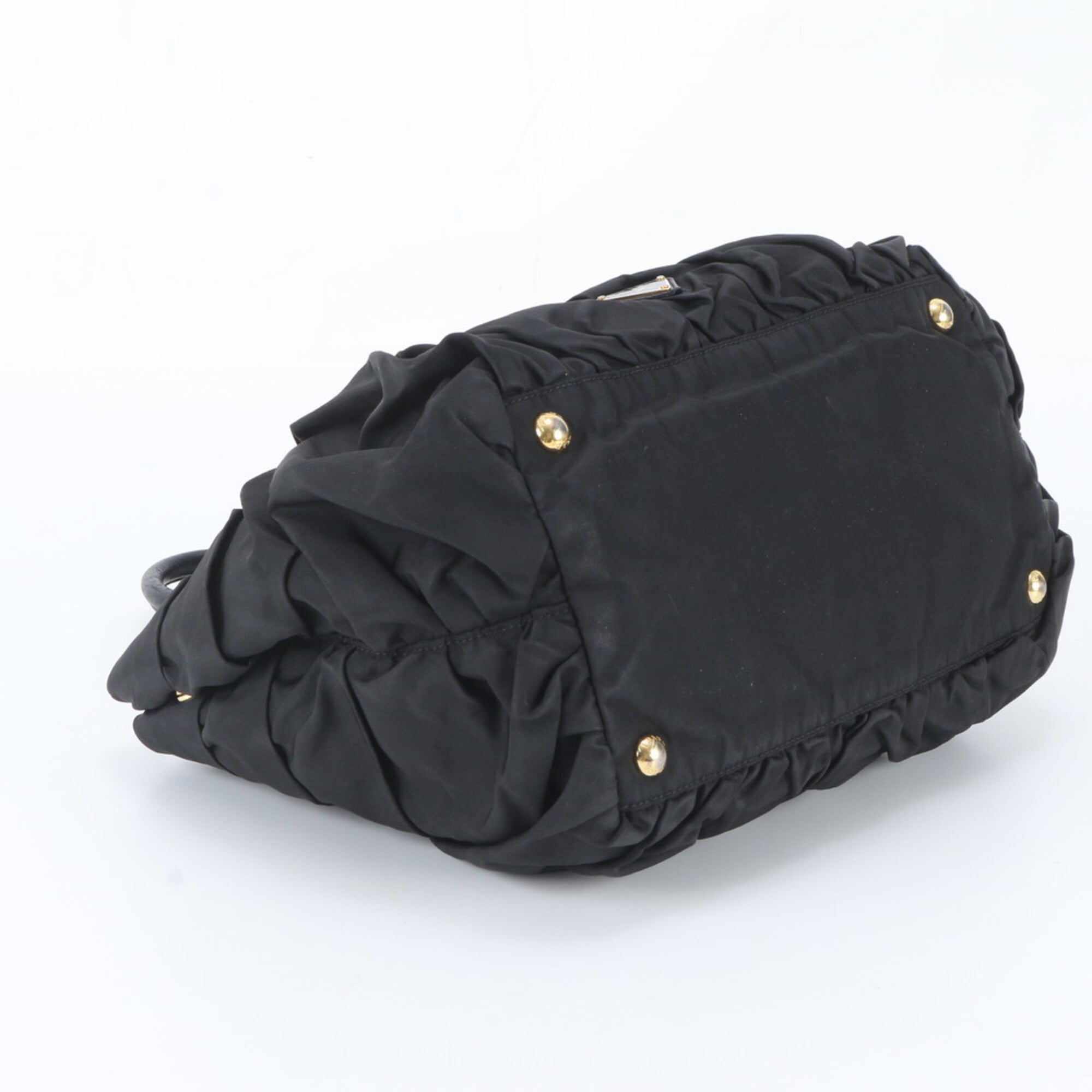 Prada Black Nylon Leather Shoulder Bag Tote Bag (Pre-Owned)