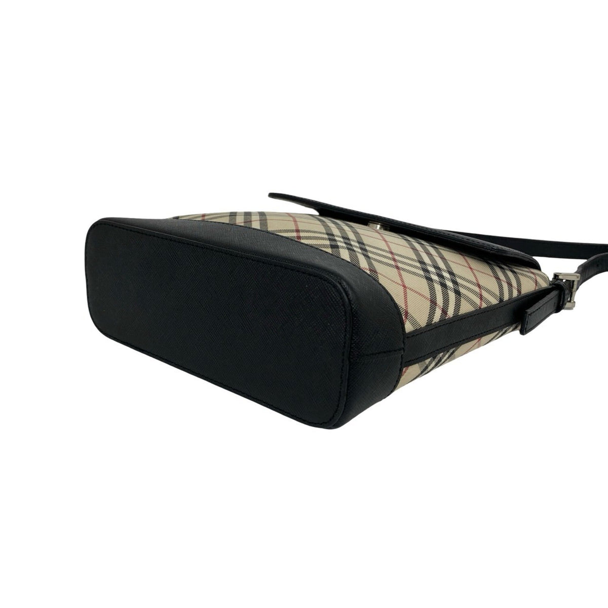 Burberry Beige Black Canvas Leather Pochette Shoulder Bag (Pre-Owned)