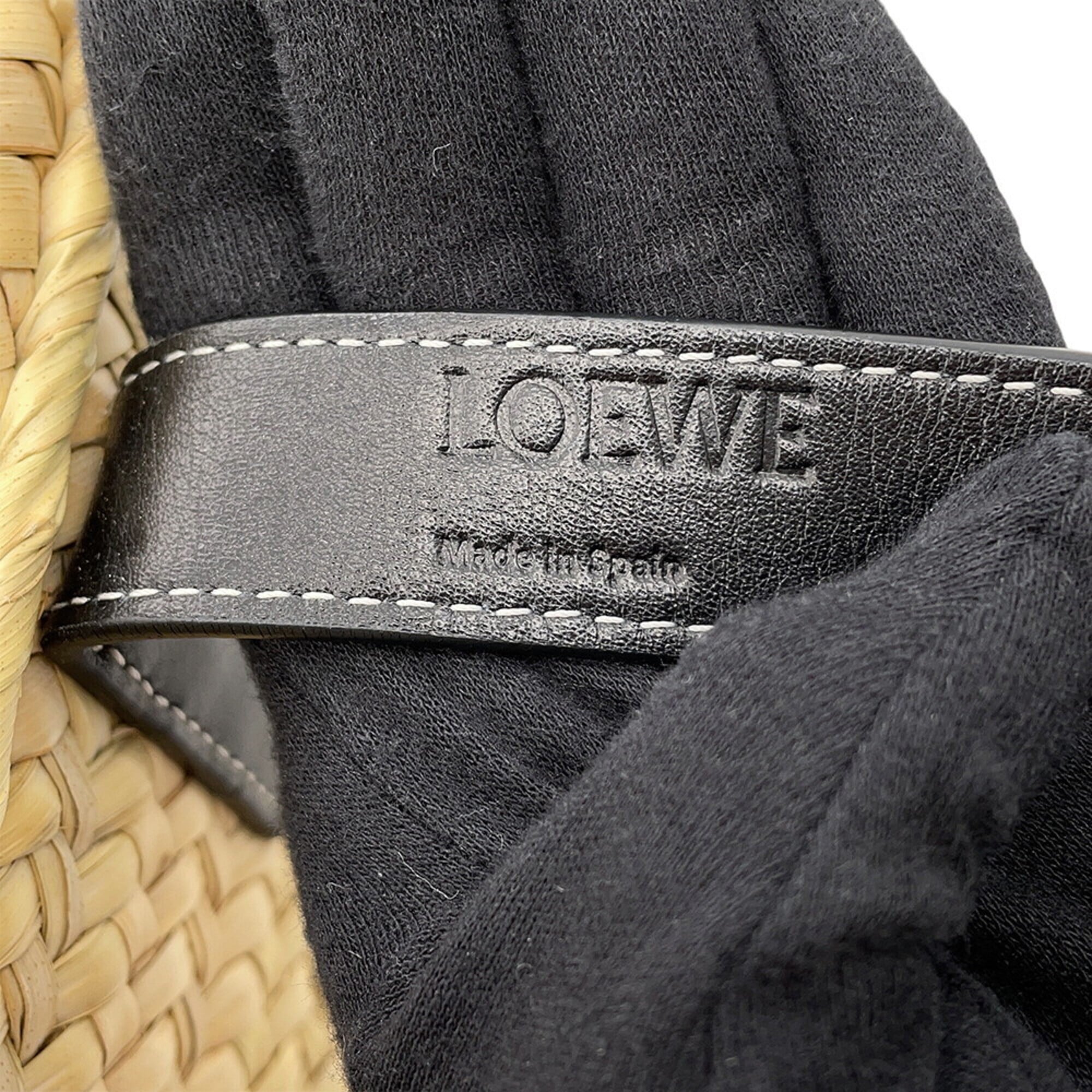 Loewe Black Raffia Leather Basket Handbag Tote Bag (Pre-Owned)