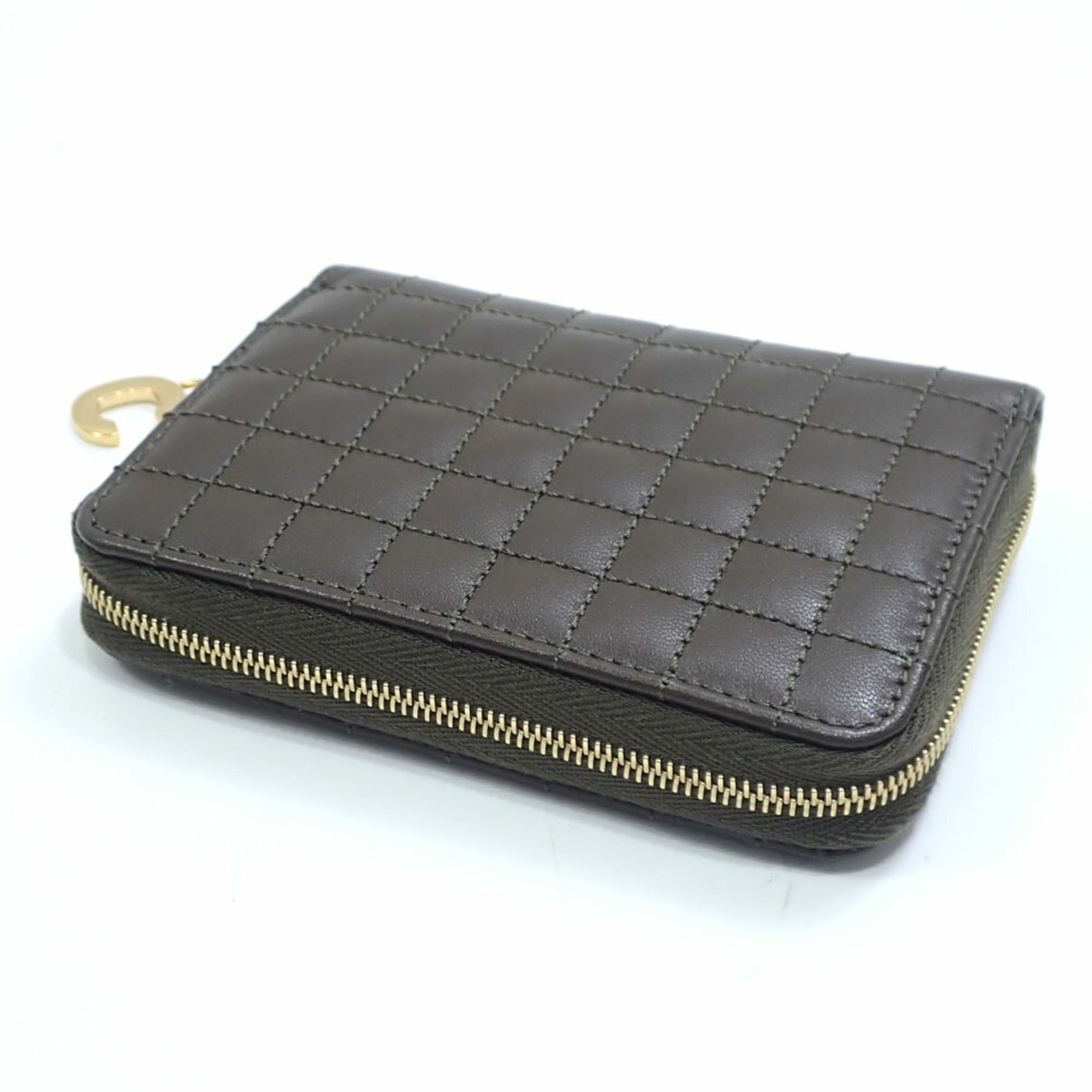 Celine Khaki Leather Coin Purse/Coin Case (Pre-Owned)