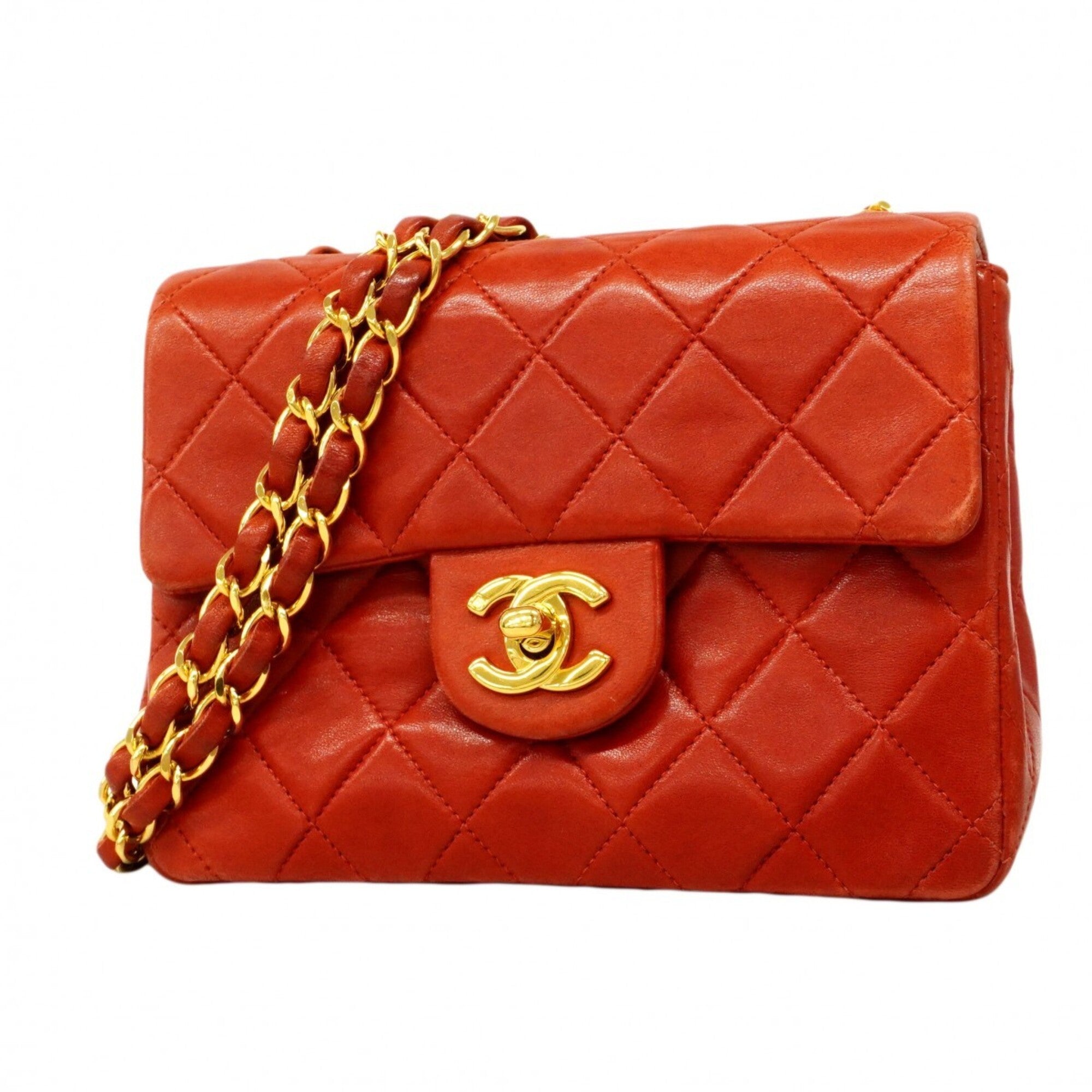 Chanel Red Color Leather Shoulder Bag (Pre-Owned)