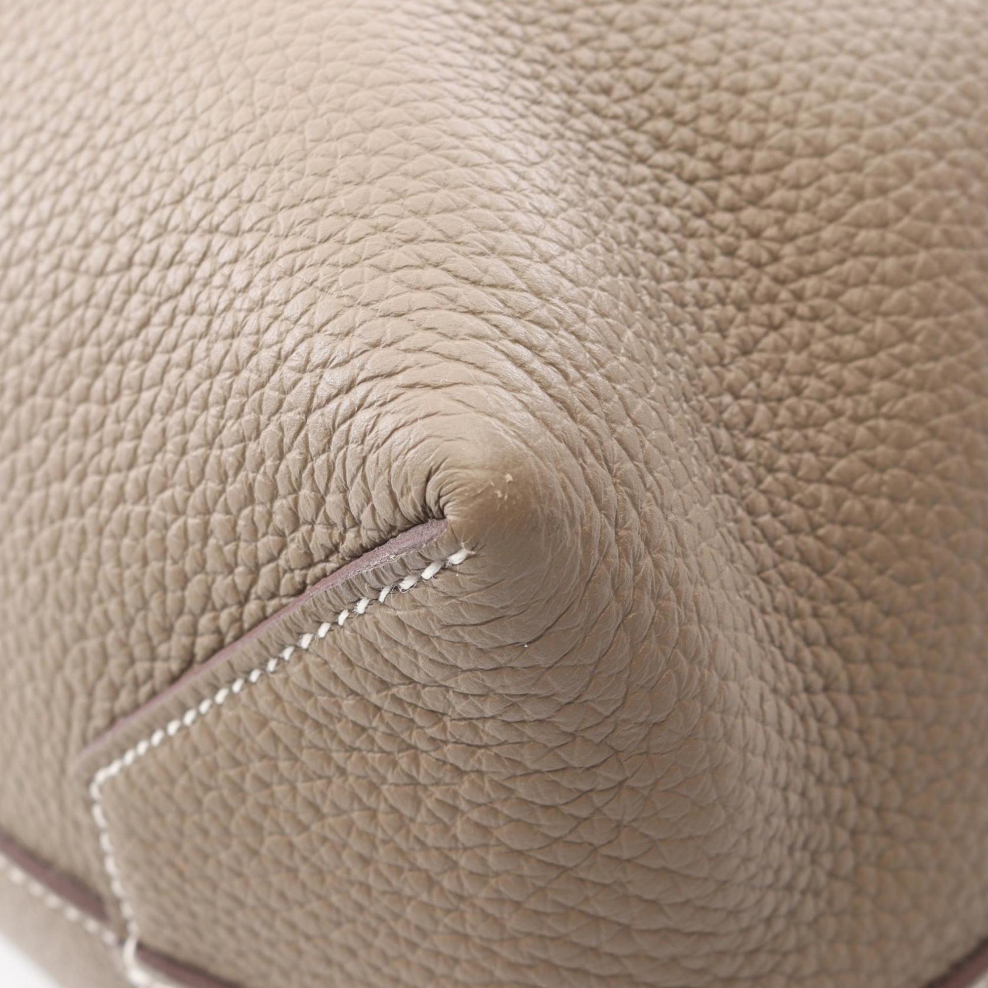 Hermes Etoupe Gray Gray Taurillon Clemence Leather Handbag Tote Bag (Pre-Owned)