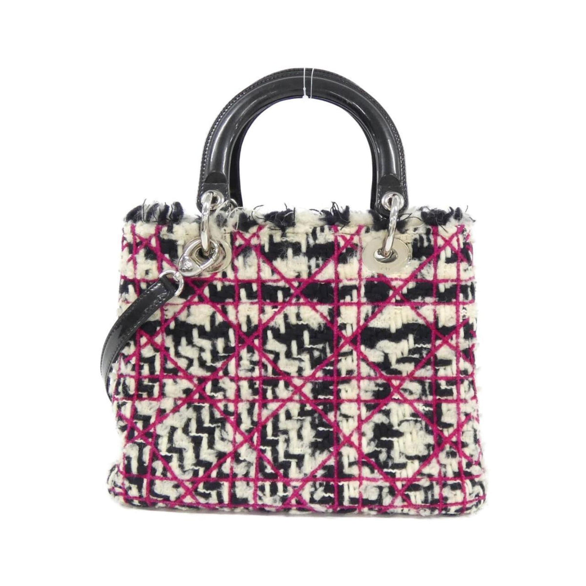 Christian Dior Black White Tweed Handbag (Pre-Owned)