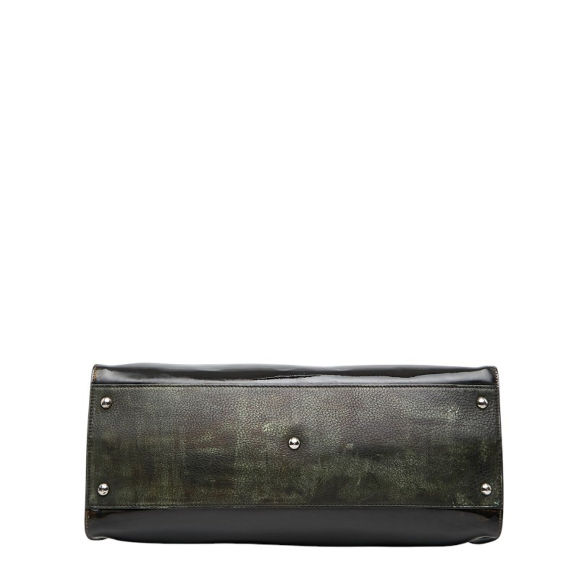 Fendi Peekaboo Beige Brown Patent Leather Suede Handbag Shoulder Bag (Pre-Owned)