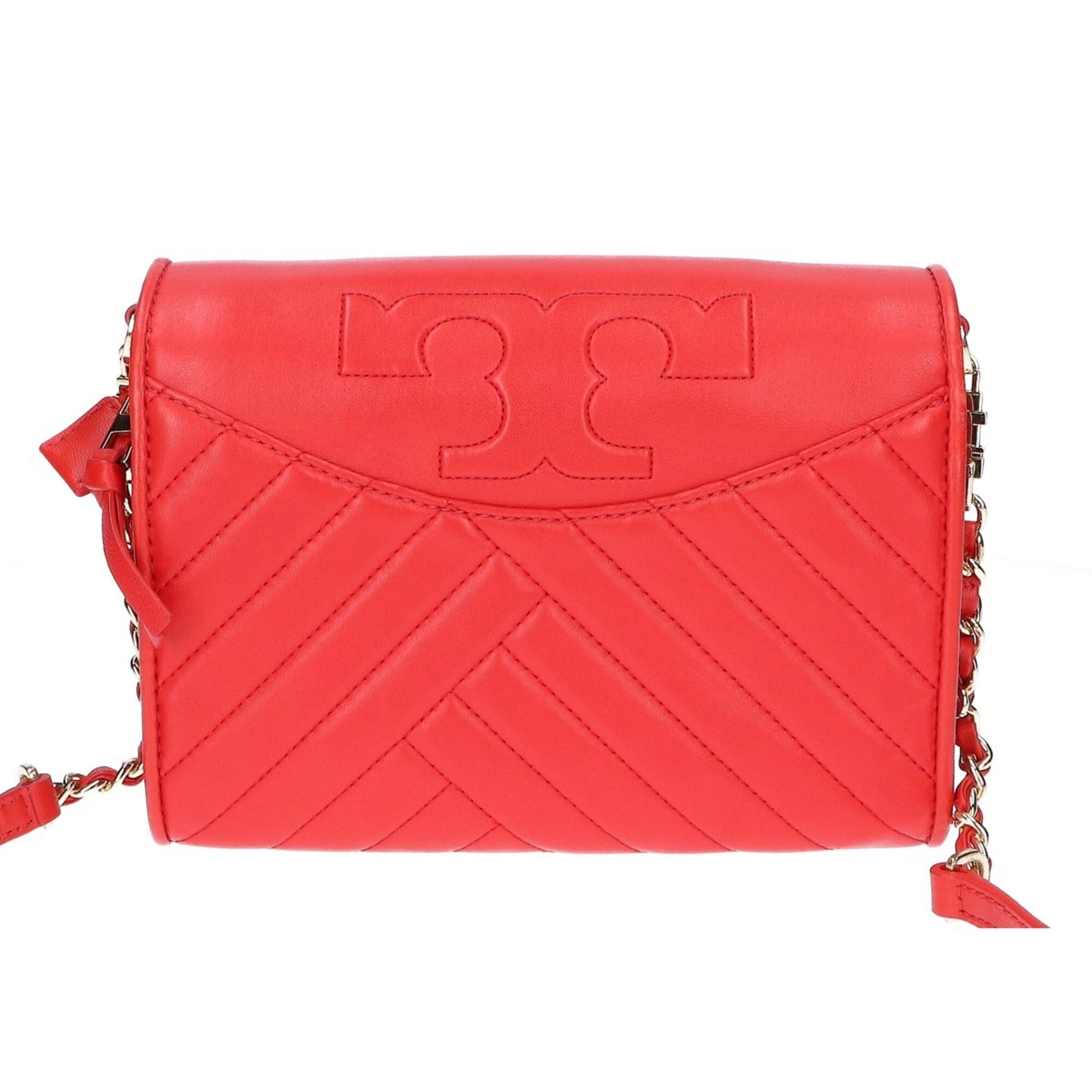 Tory Burch Red Color Leather Shoulder Bag (Pre-Owned)