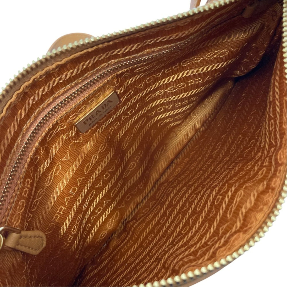 Prada Brown Leather Handbag Pouch Shoulder Bag (Pre-Owned)