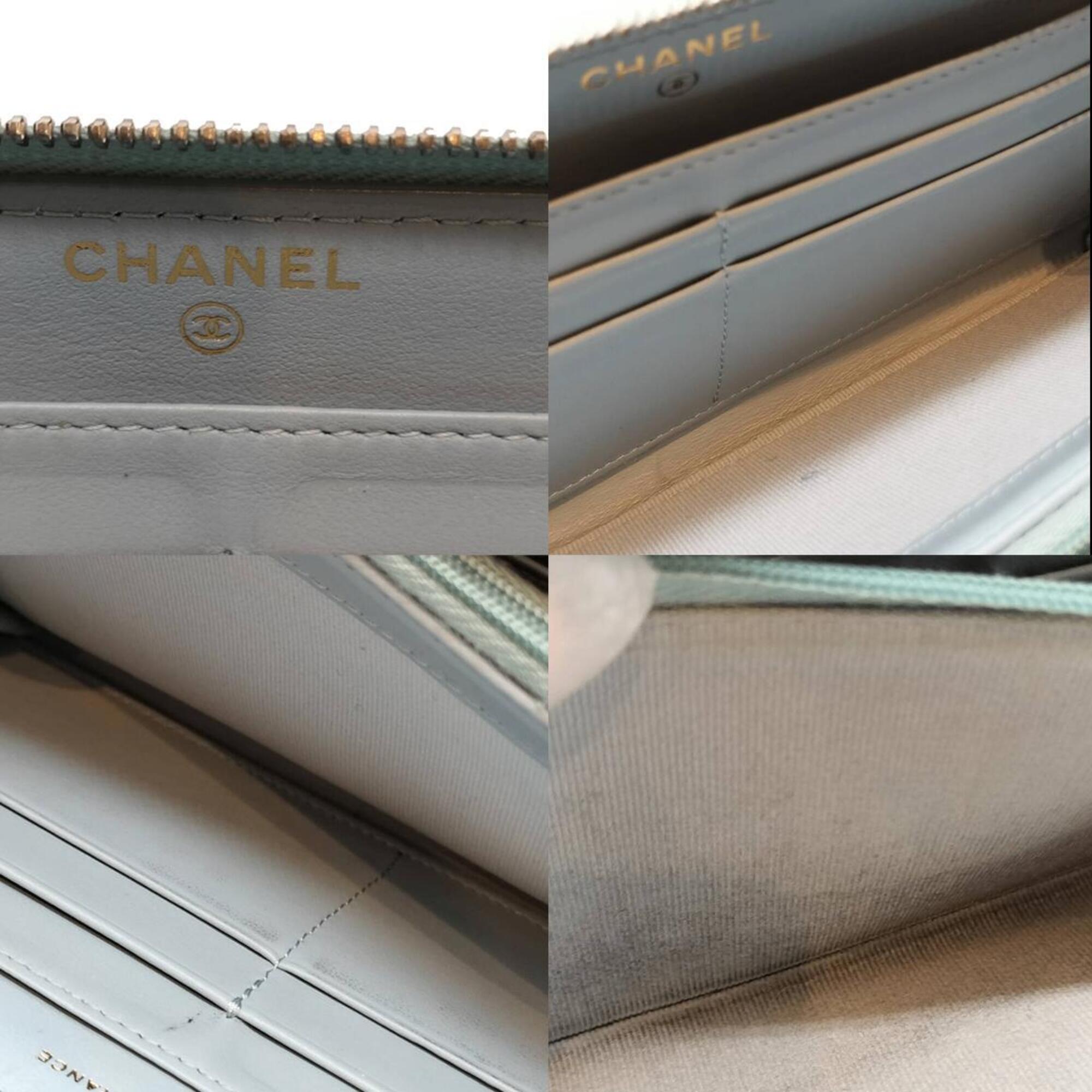 Chanel Matelasse Blue Grained Calfskin Long Wallet (Bi-Fold) (Pre-Owned)