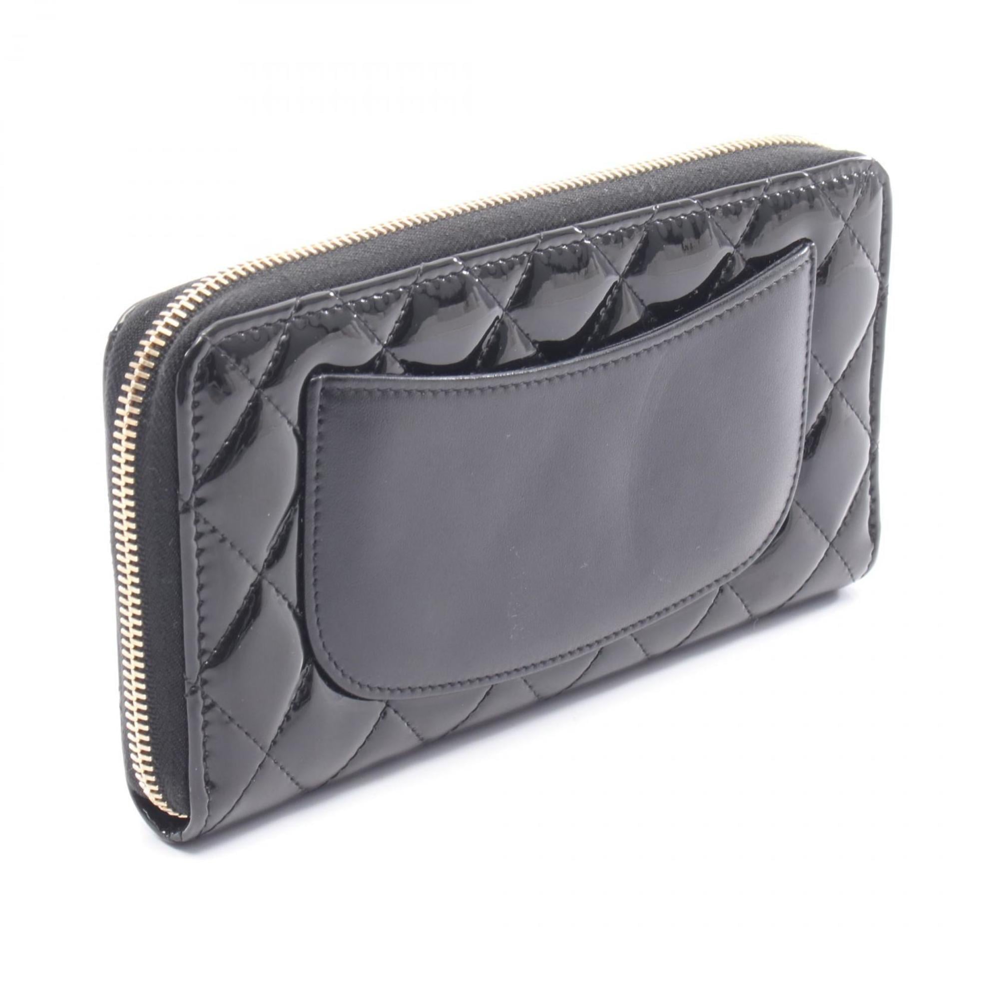 Chanel Black Patent Leather Long Wallet (Bi-Fold) (Pre-Owned)